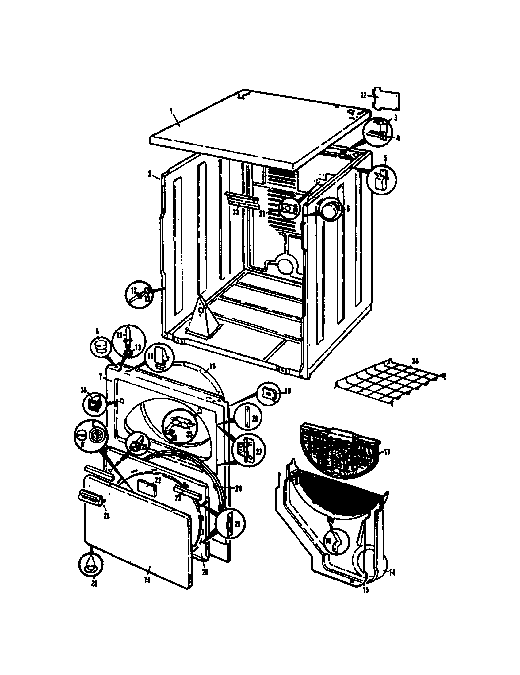 Admiral DG18F2WN cabinet diagram