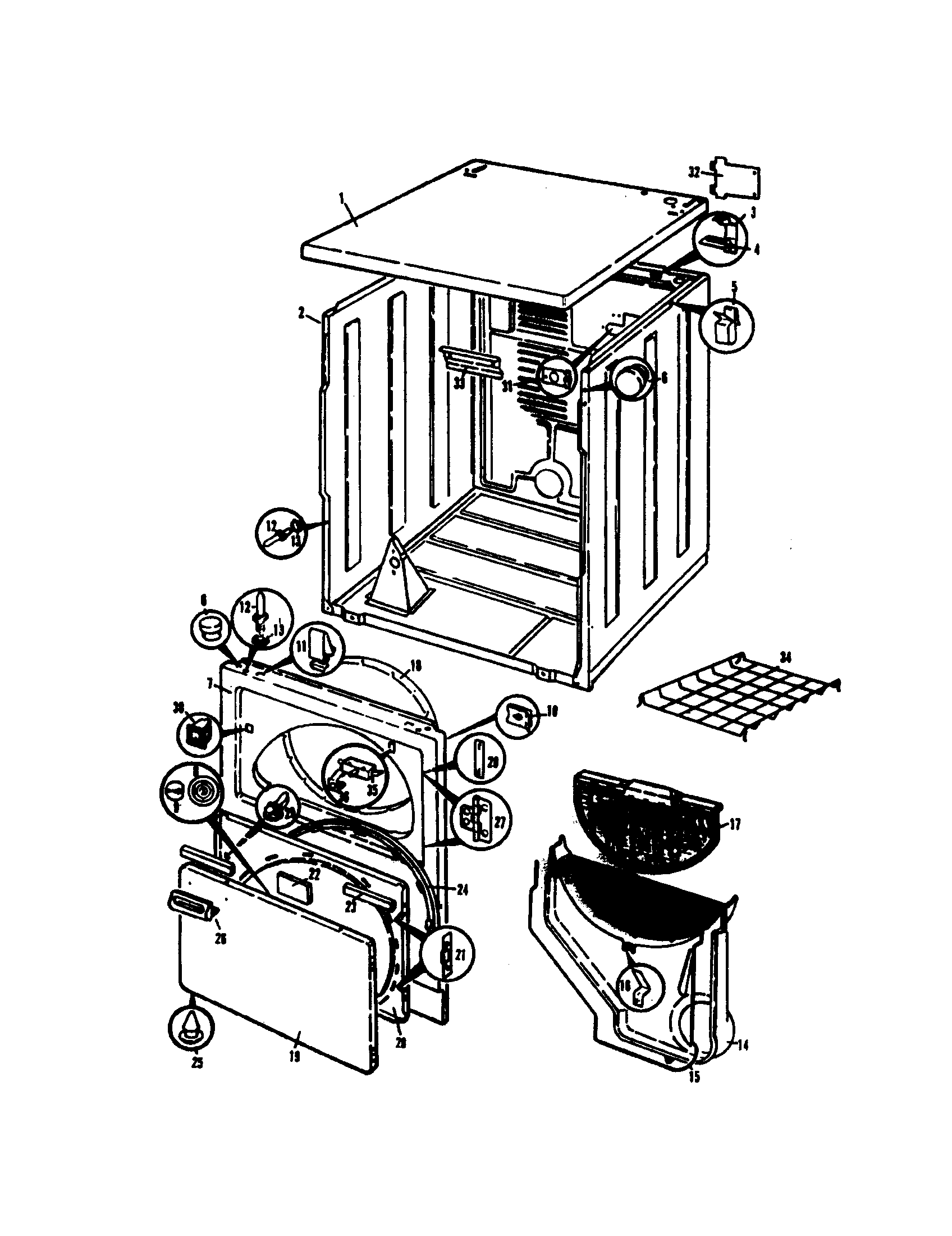 Magic Chef DG20F5HW cabinet diagram