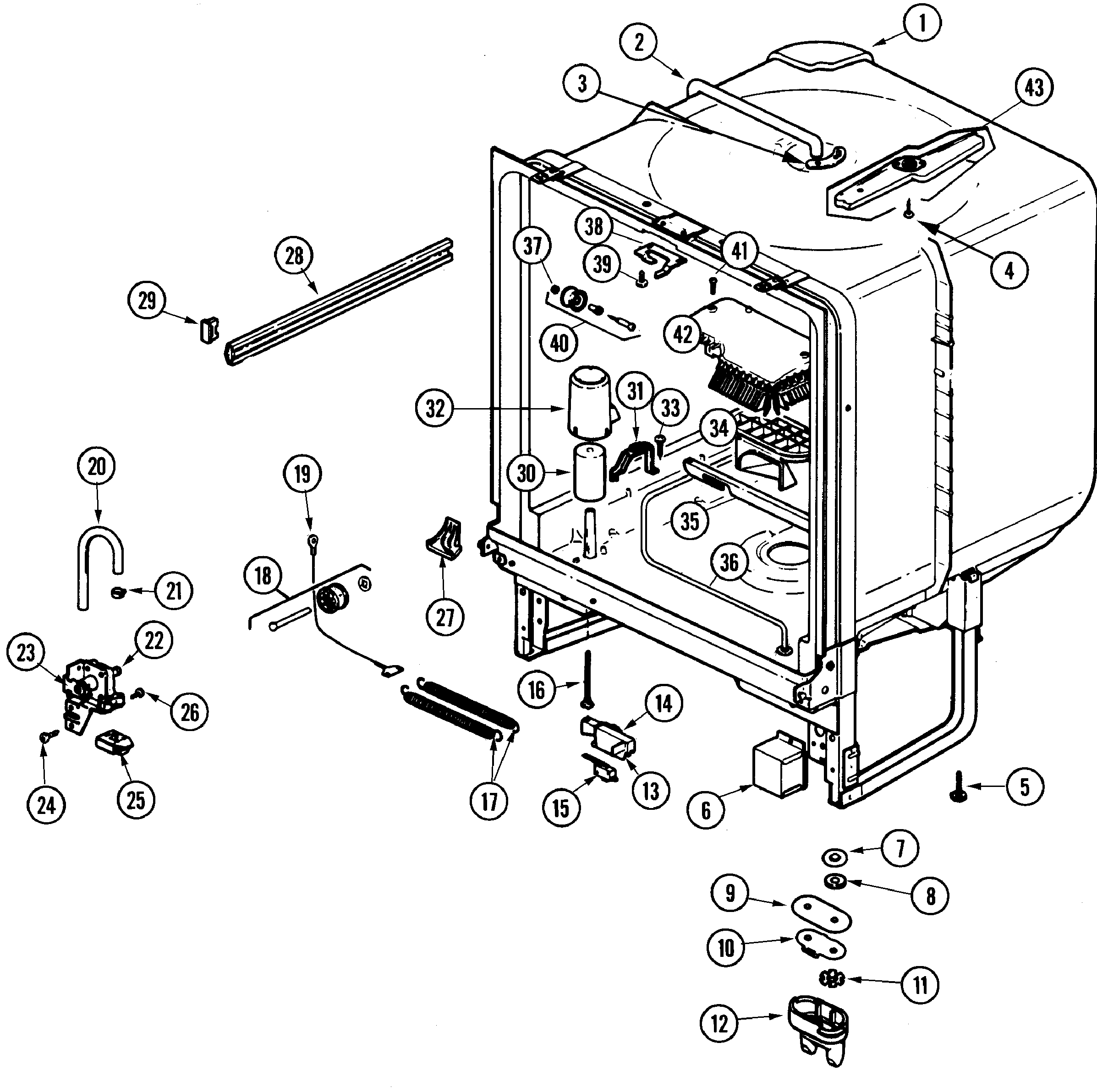 Maytag DU5CA-25 tub diagram