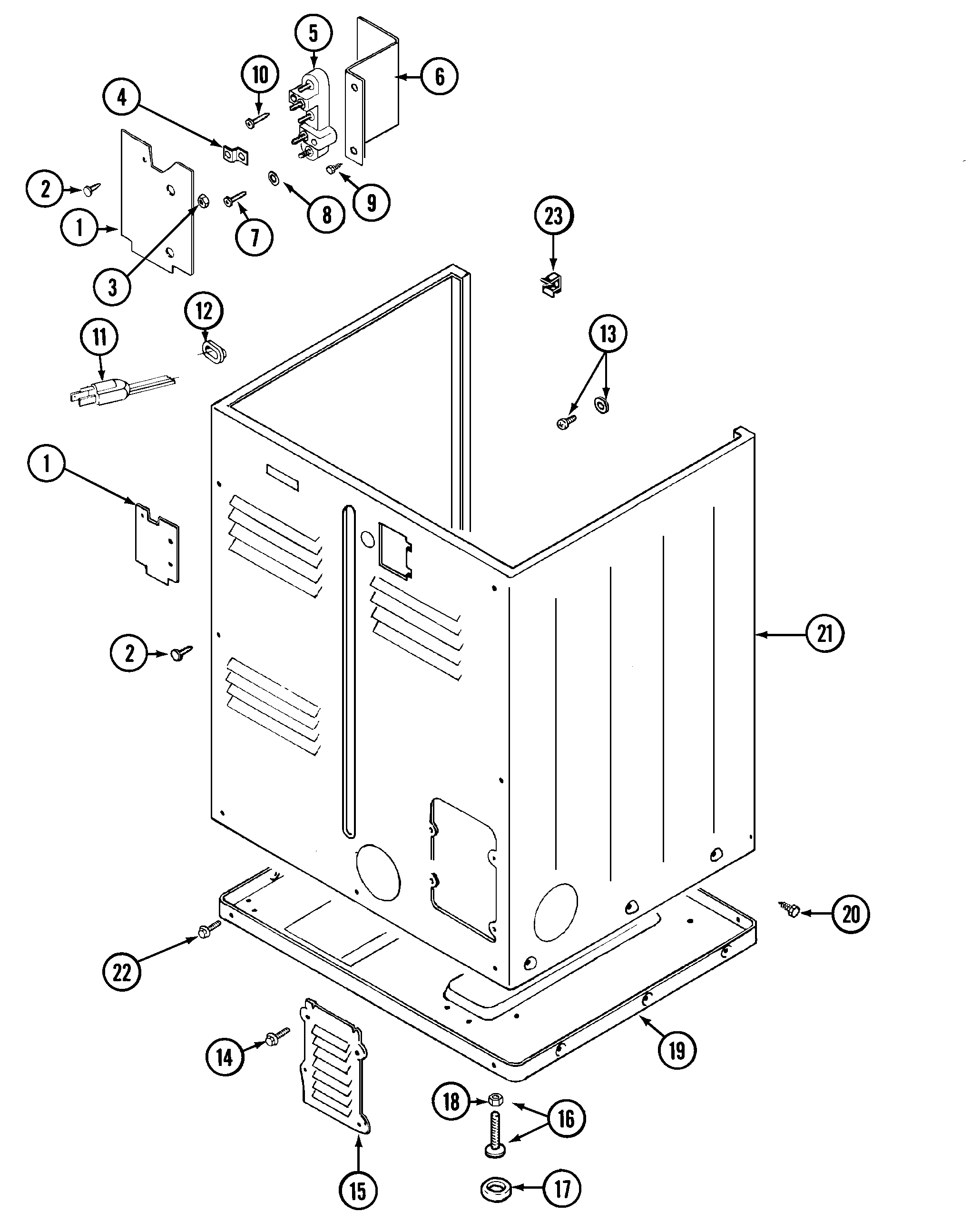 Maytag LDG8426EGE cabinet-rear diagram