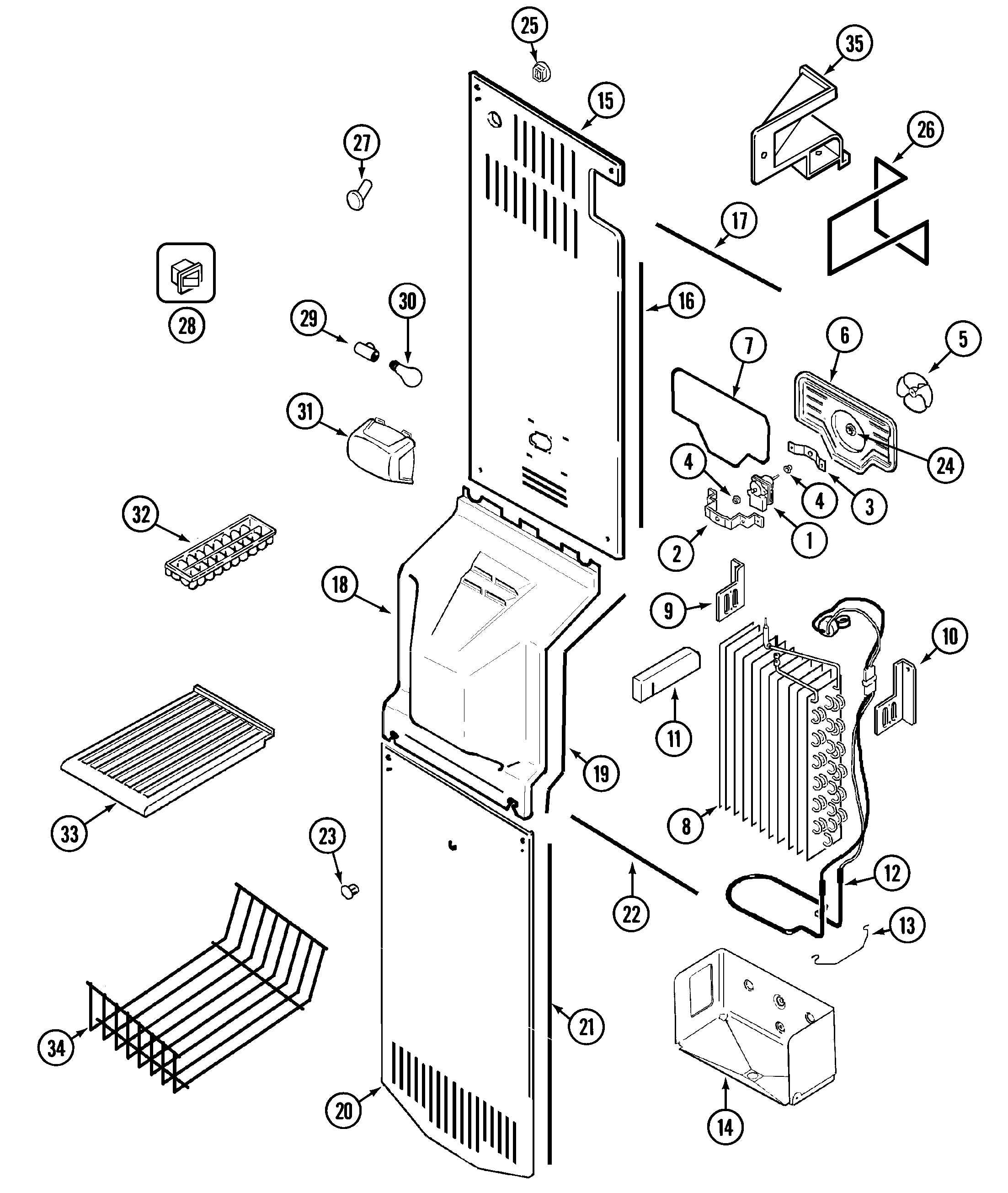 Maytag GS2121NEDA freezer compartment diagram