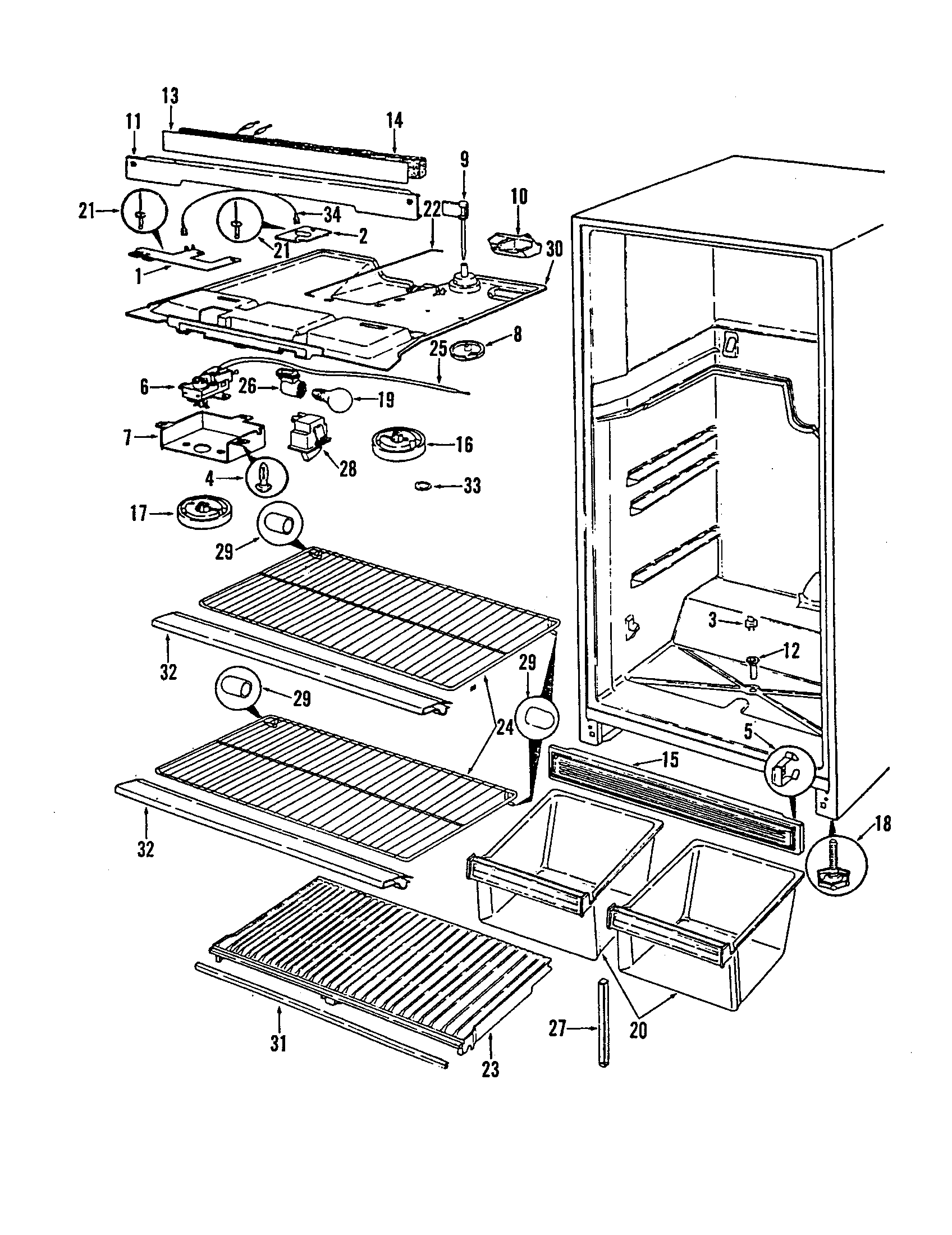 Magic Chef RB17EA-1A/5C42A shelves diagram