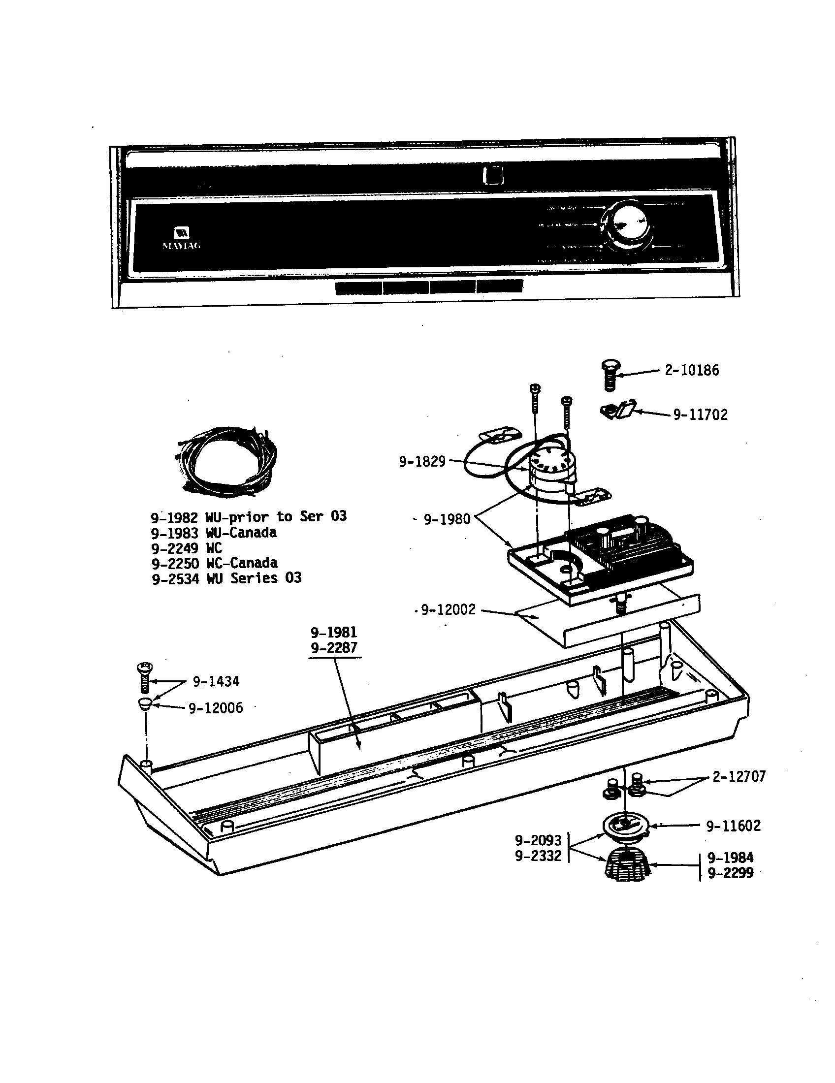 Maytag WU282 control panel diagram