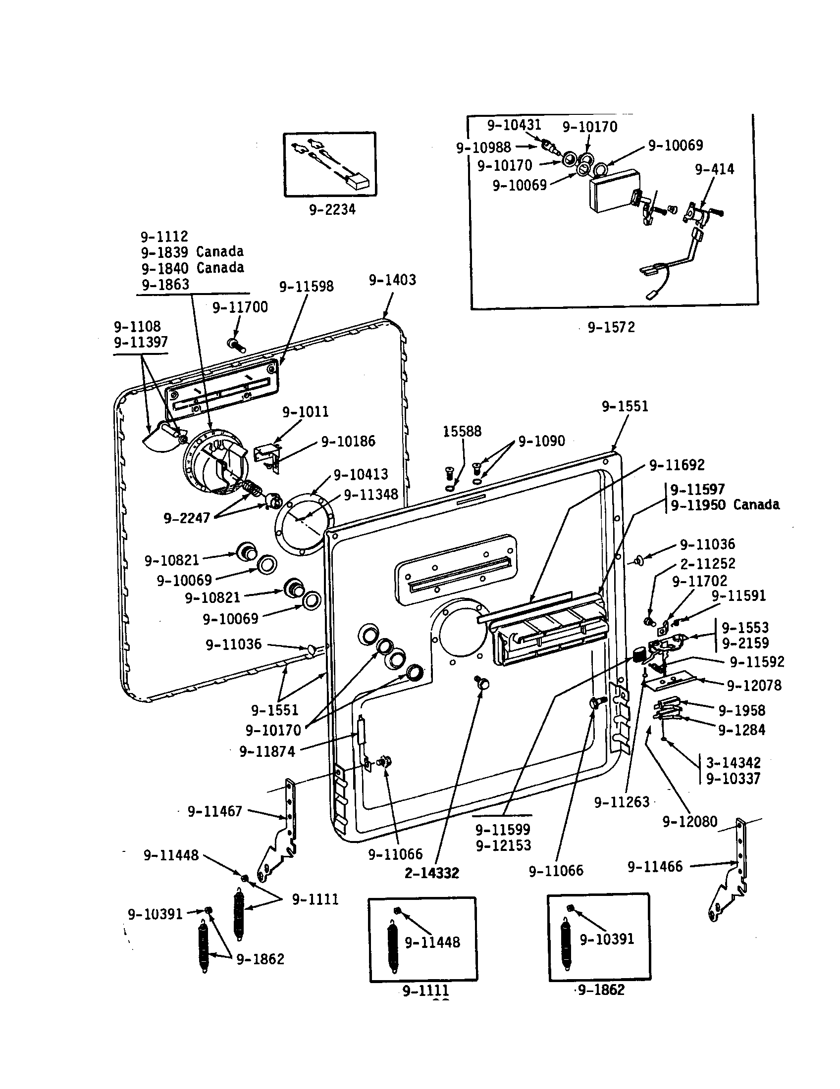 Maytag WU282 door assembly diagram