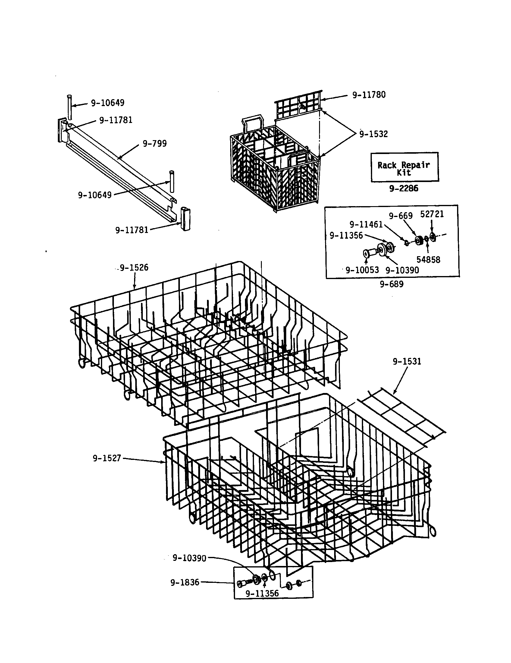 Maytag WU282 track and rack diagram