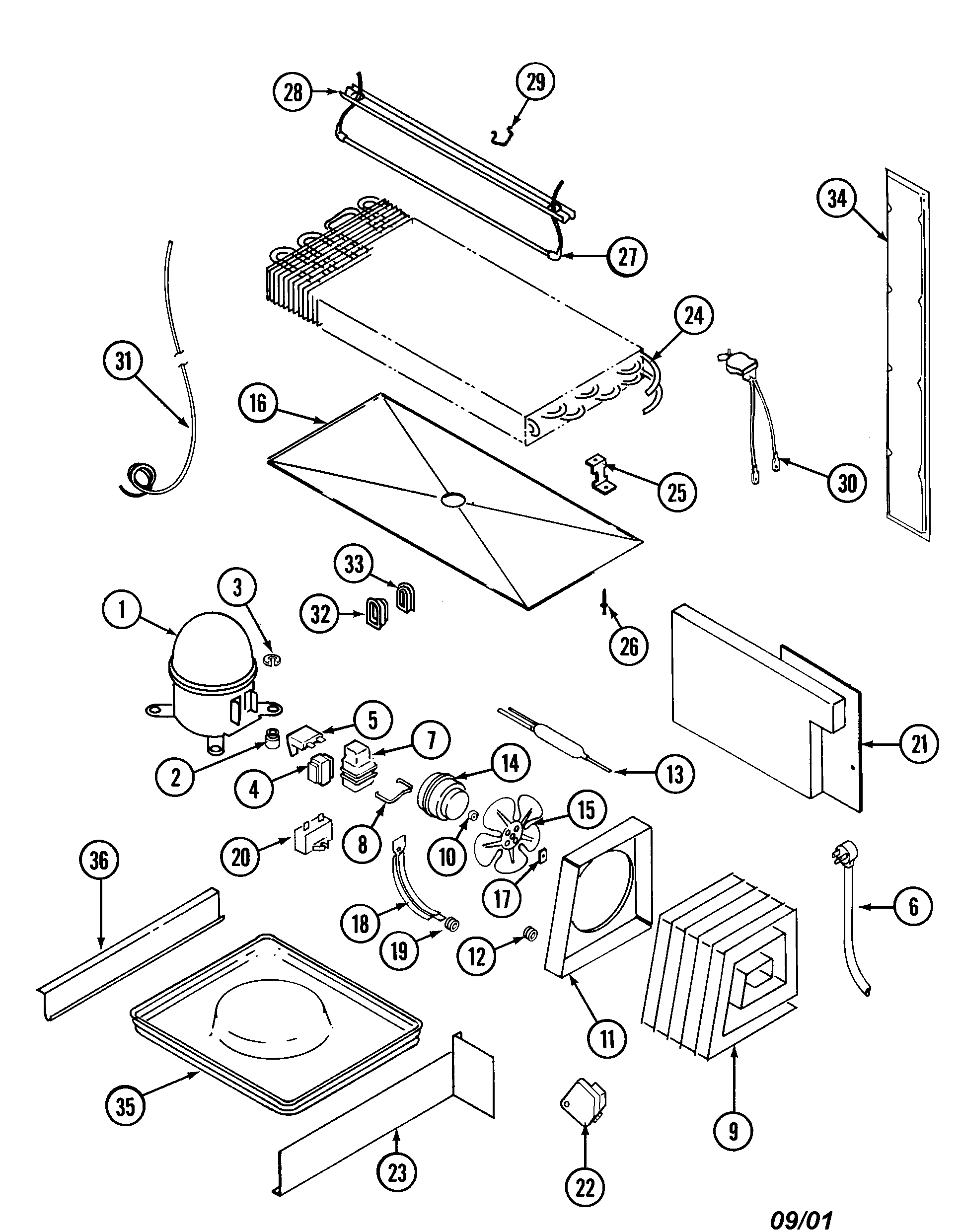 Magic Chef RB213AV unit compartment & system diagram