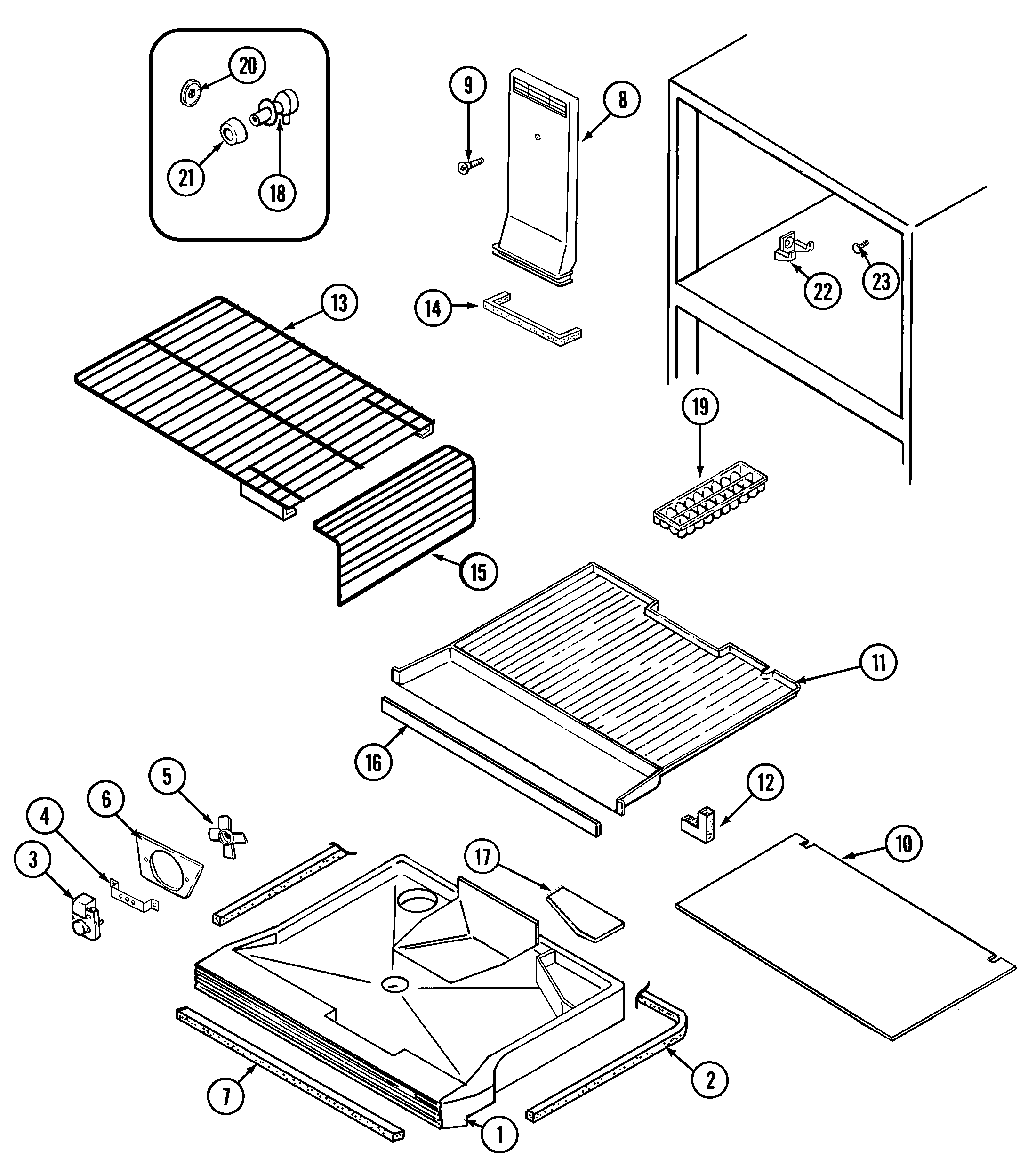 Magic Chef RB213AV freezer compartment diagram