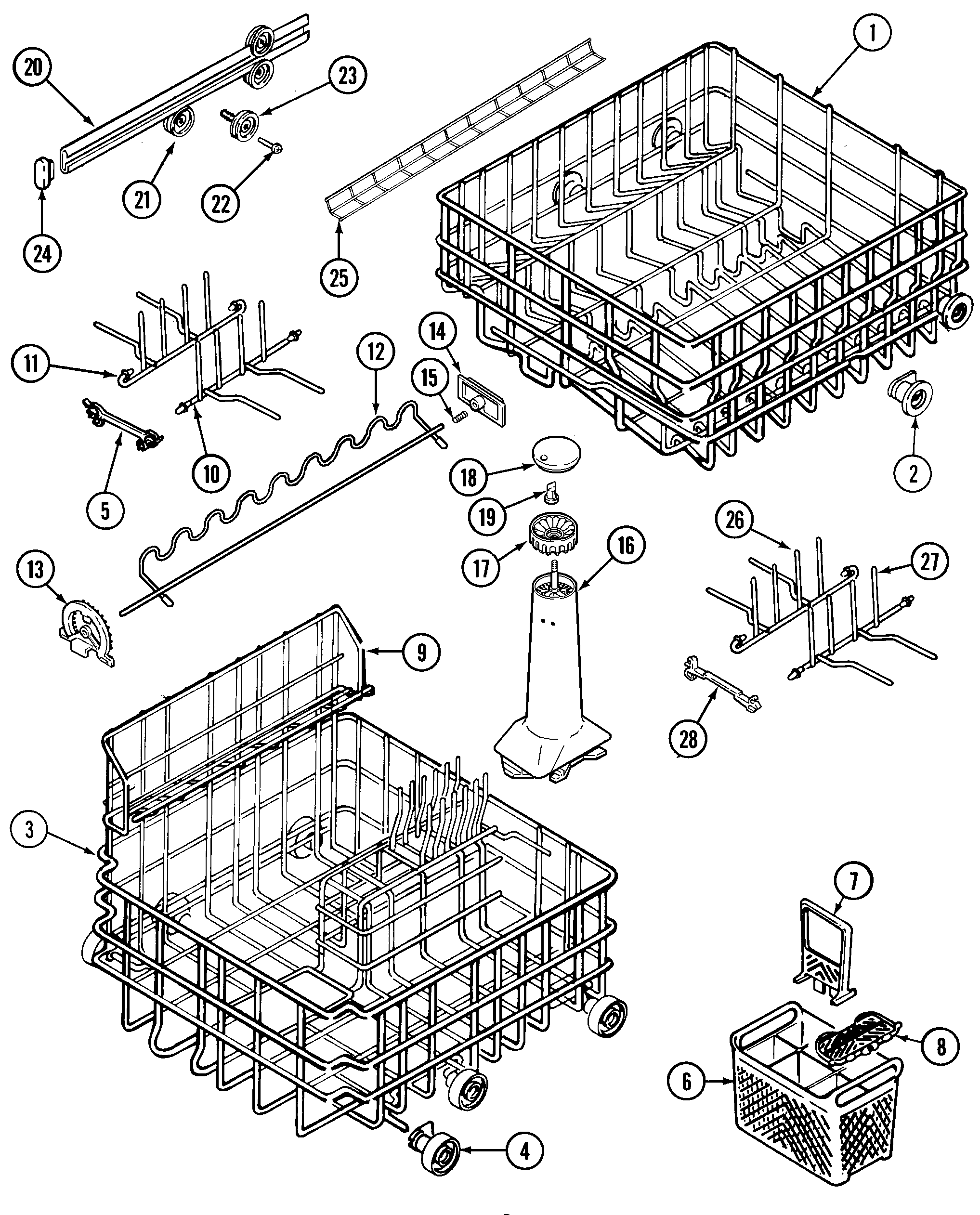 Maytag DWU8702AAM track & rack assembly diagram