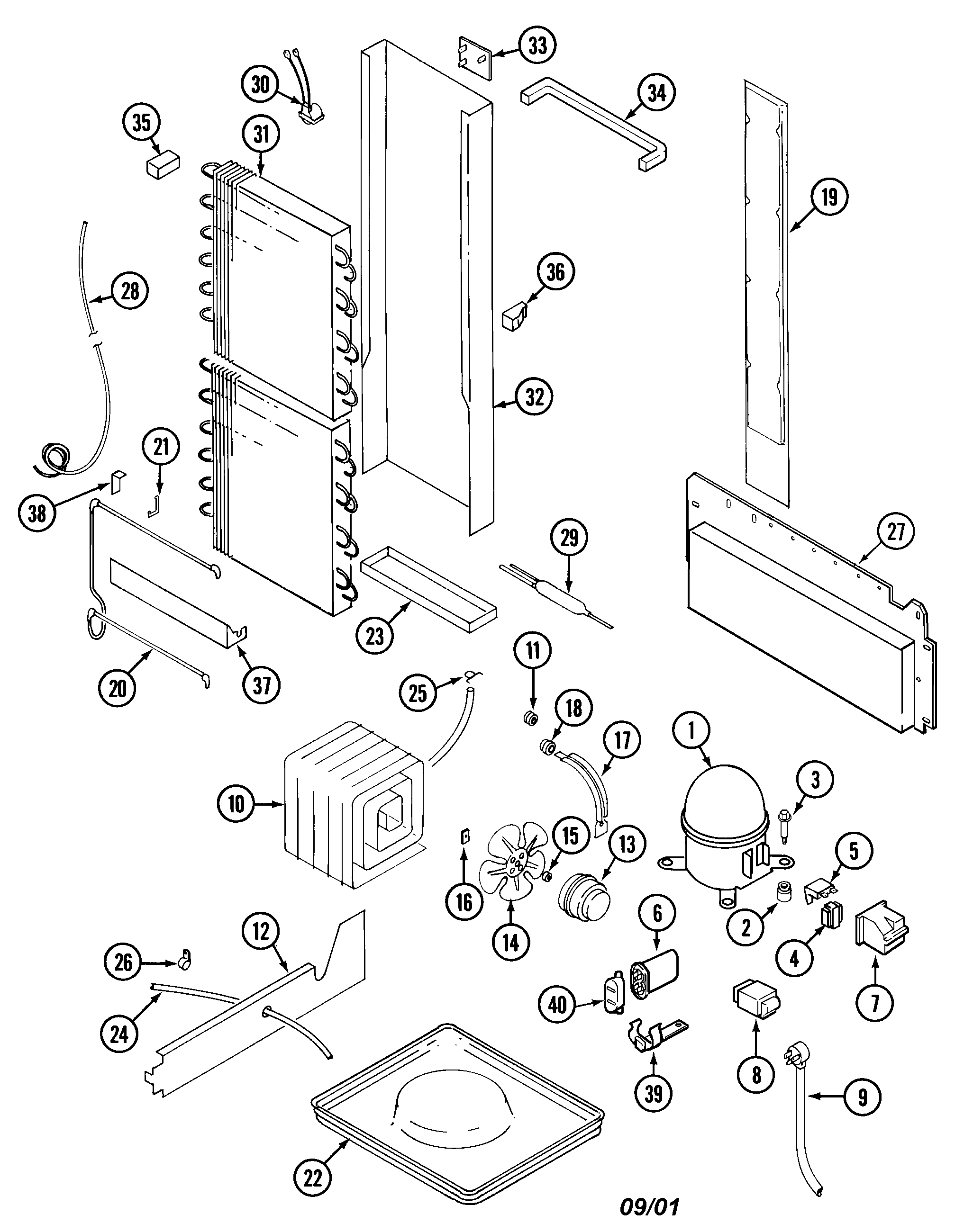 Maytag GS24C6C3EB unit compartment & system diagram