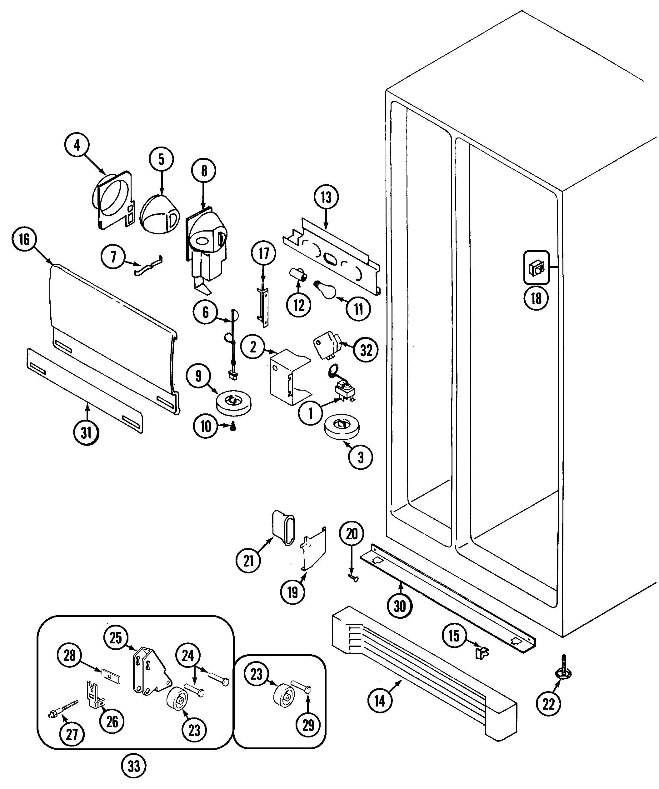 Maytag GS24C6C3EB fresh food compartment diagram