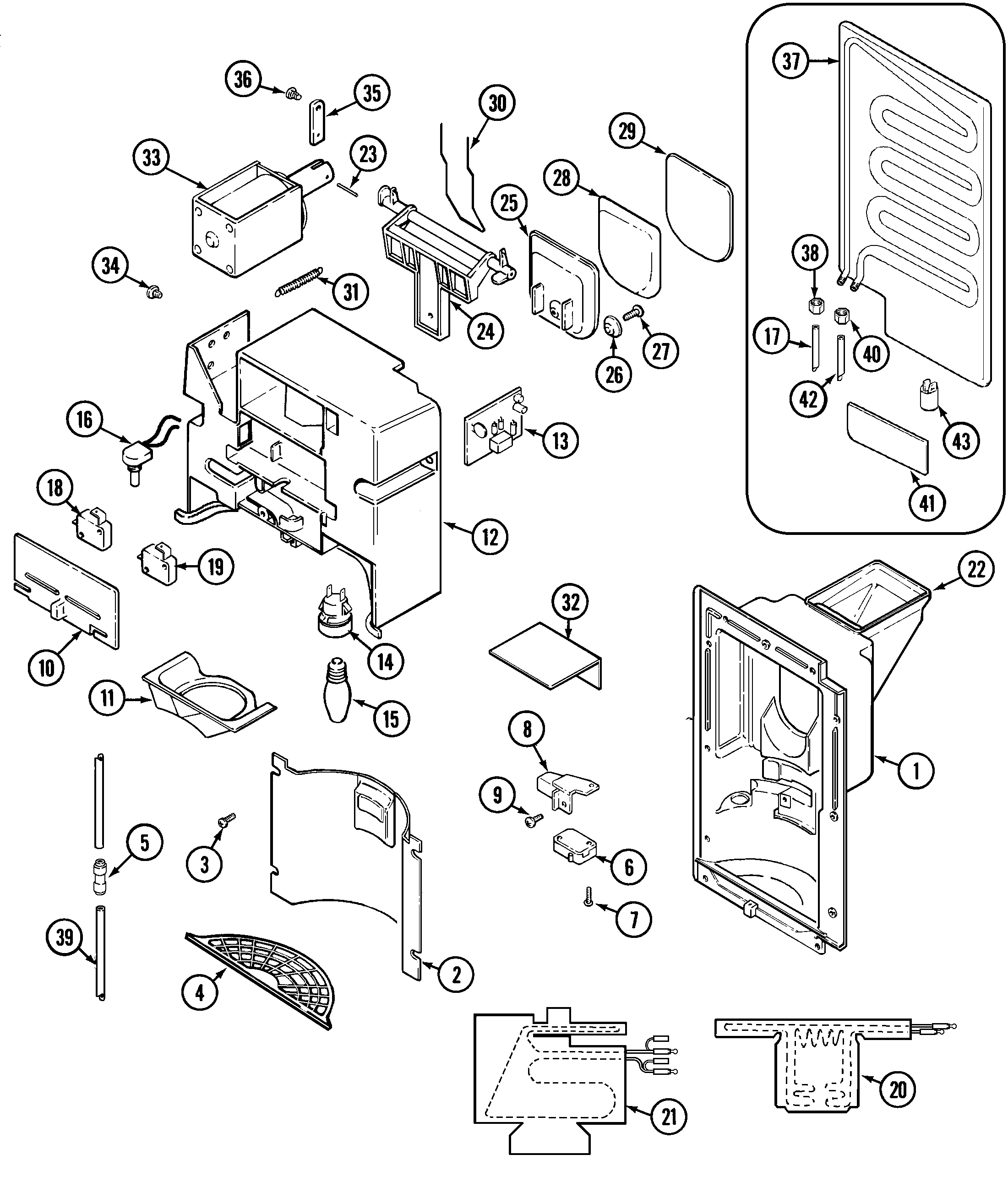 Maytag GS24C6C3EB ice & water dispenser diagram