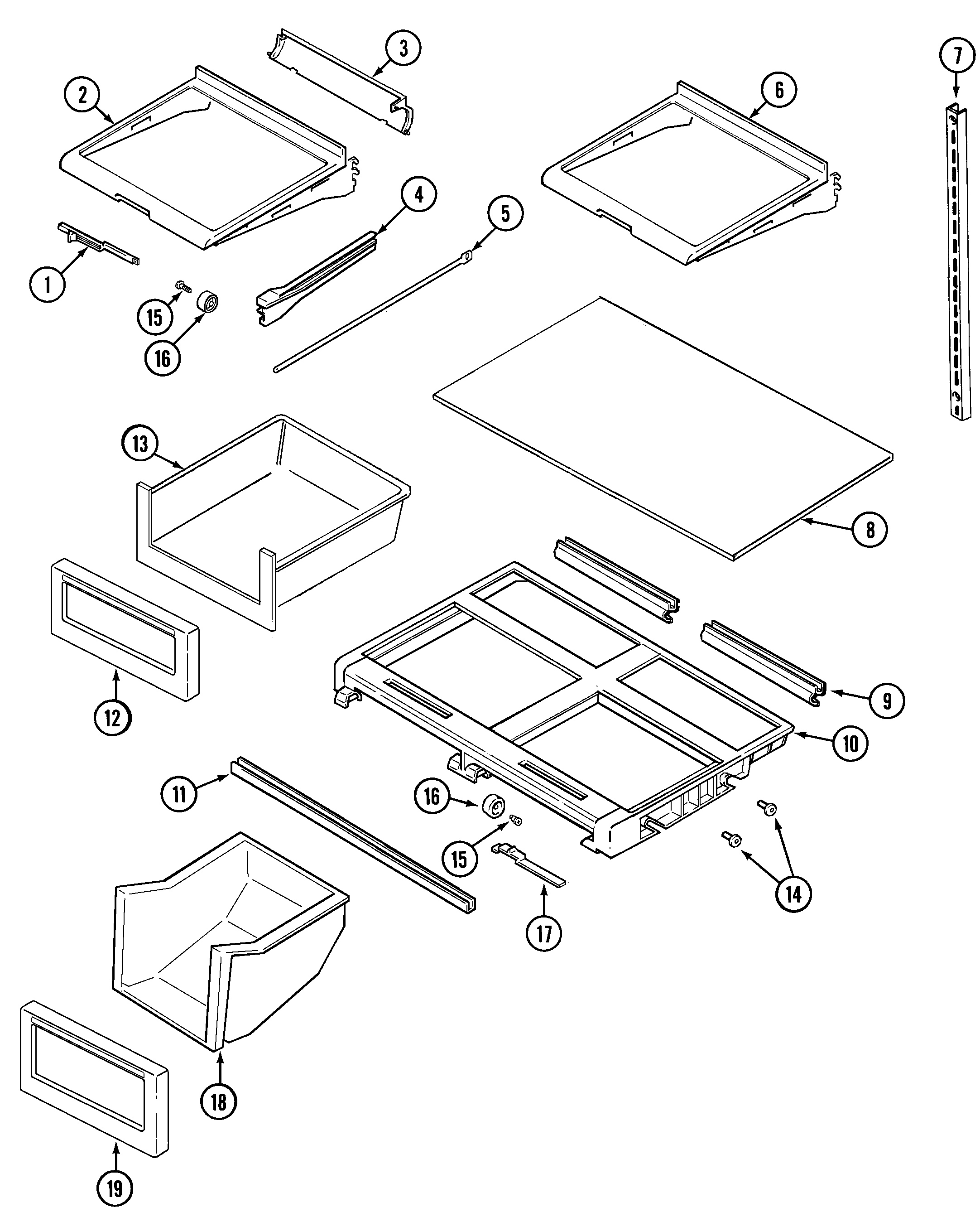 Maytag MTF2155BRA shelves & accessories diagram