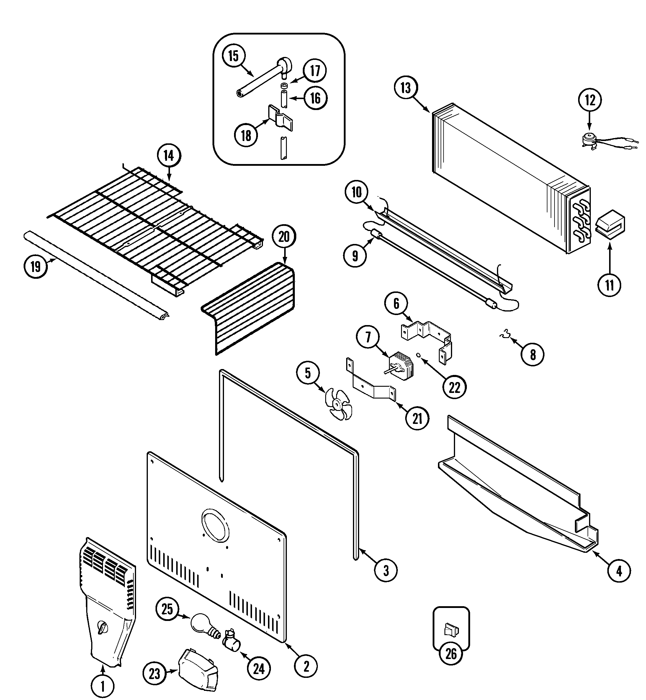 Maytag MTF2155BRA freezer compartment diagram