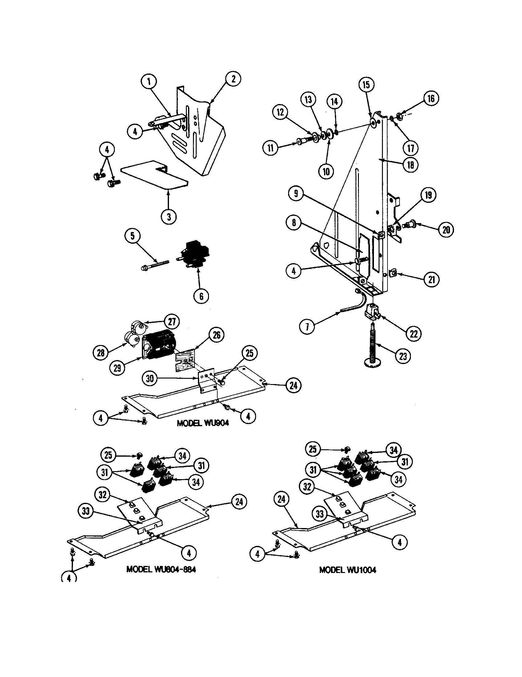 Maytag WC204 tub support-right hand diagram