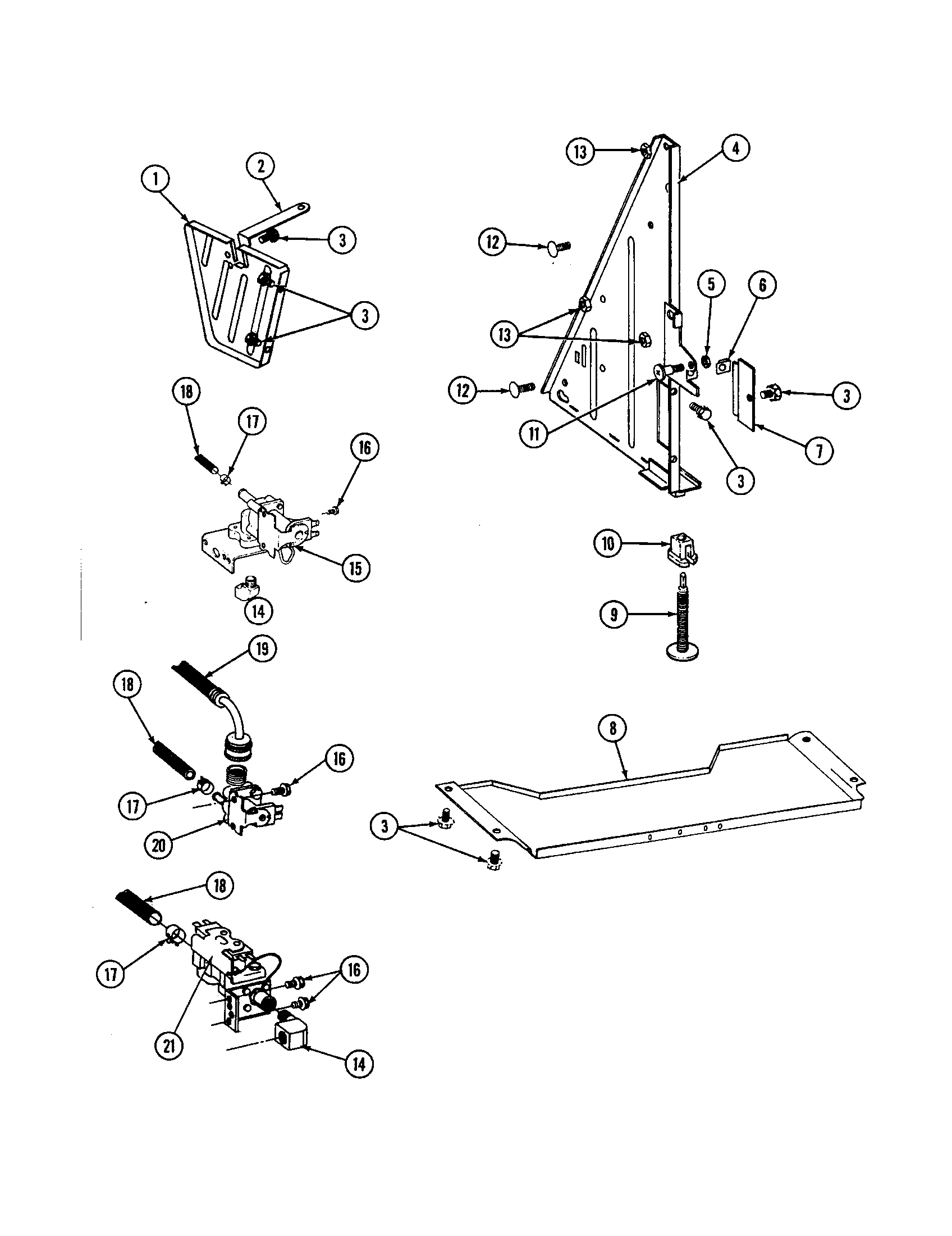 Maytag WC204 tub support-left hand diagram