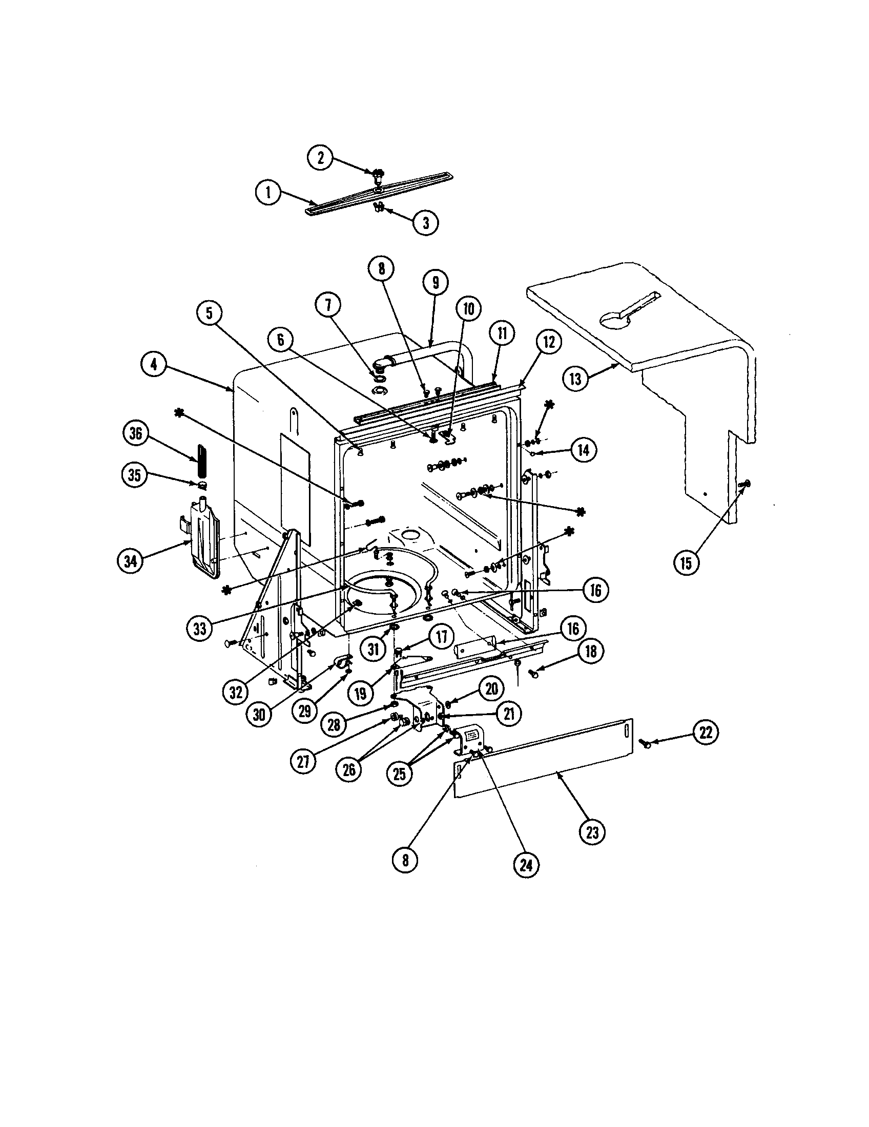 Maytag WC204 tub diagram
