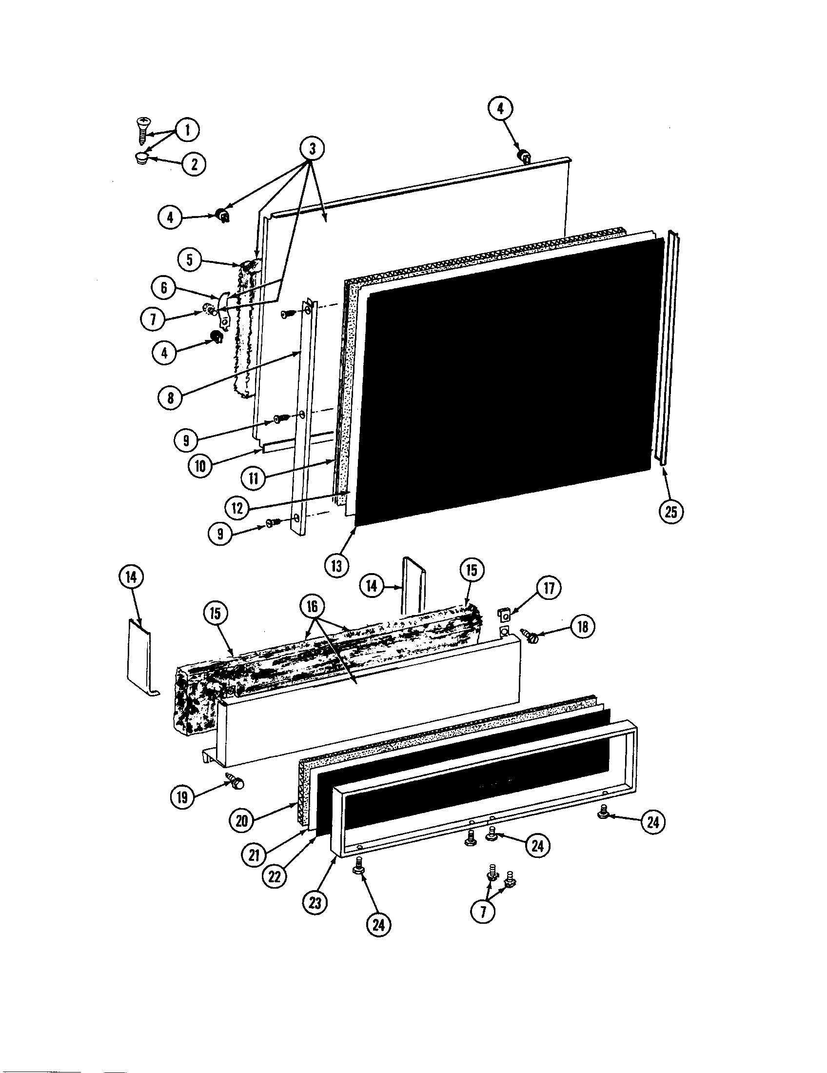 Maytag WC704 front panel and access panel diagram