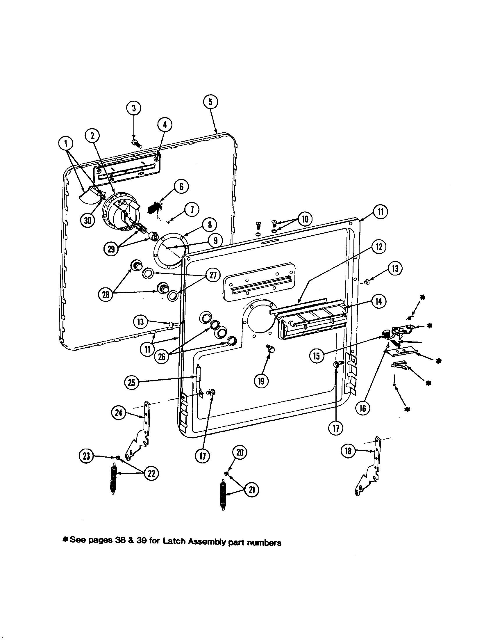 Maytag WC704 door assembly diagram