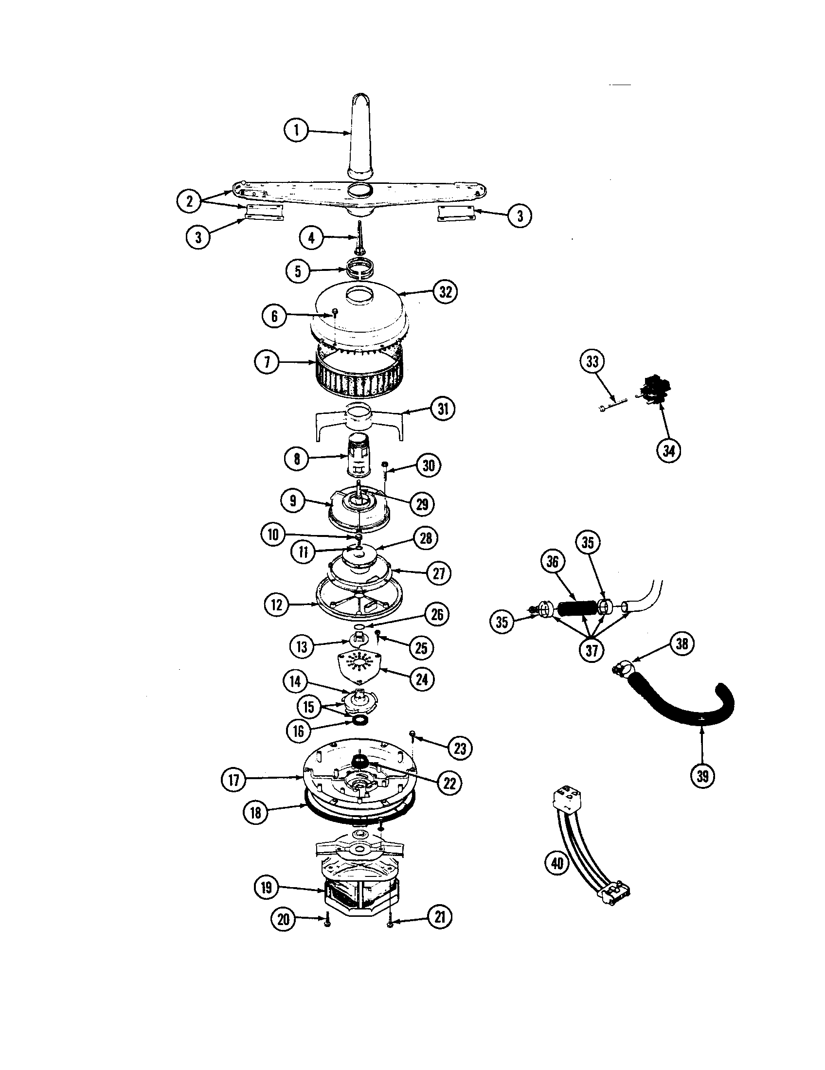 Maytag WC704 pump and motor assembly diagram