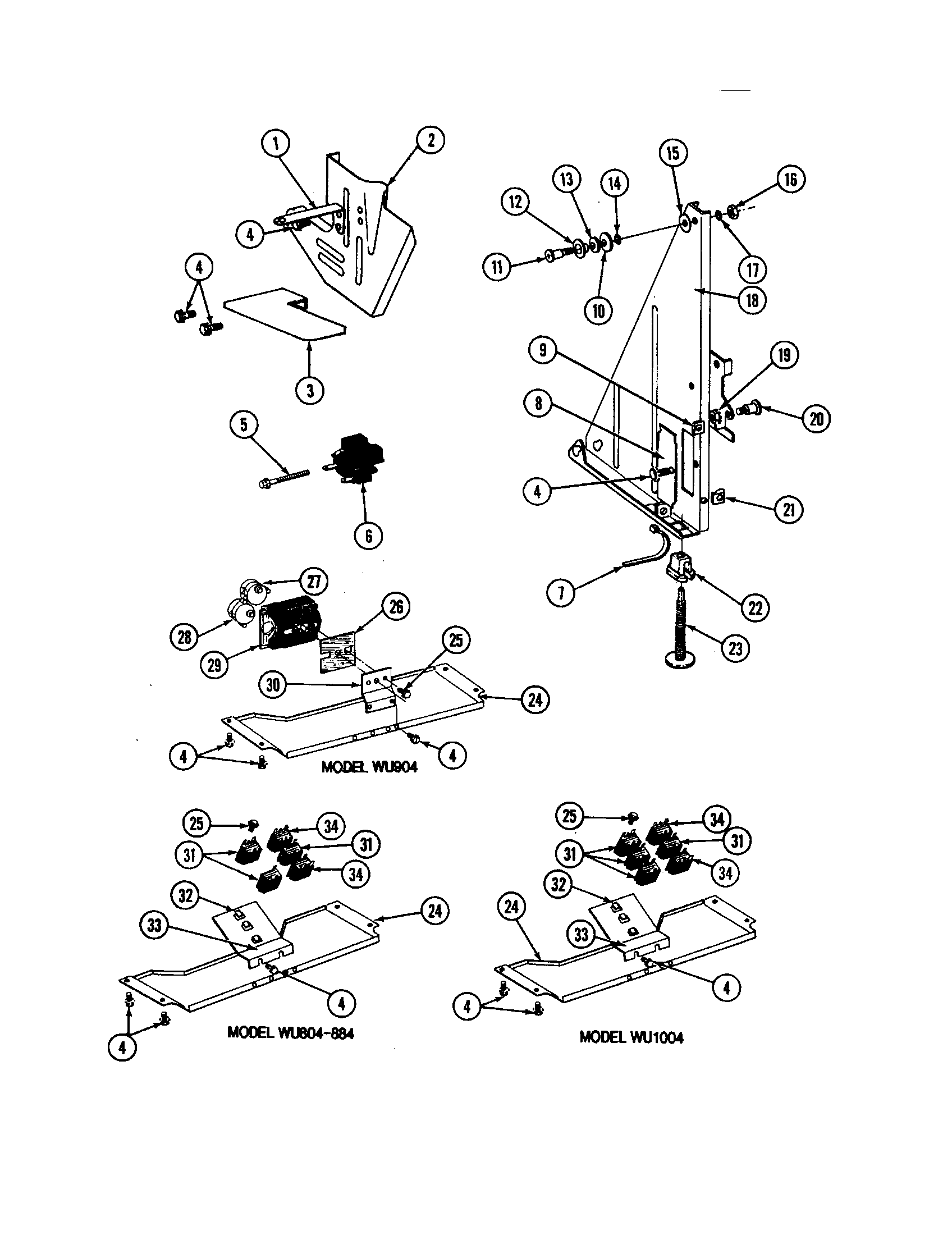 Maytag WC704 tub support-r.h. diagram