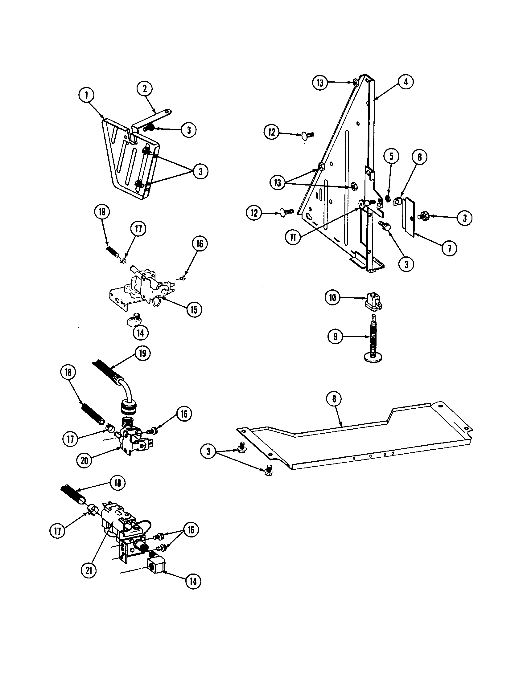 Maytag WC704 tub support-l.h. diagram