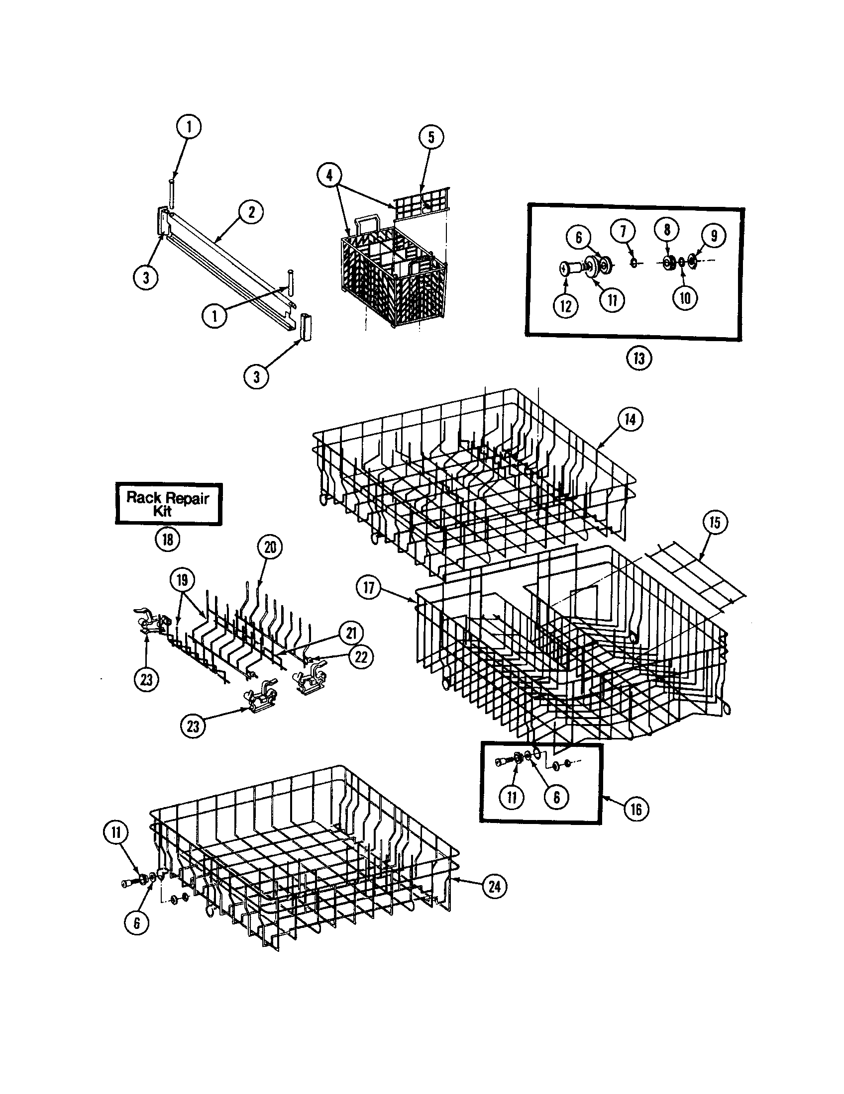Maytag WC704 racks diagram