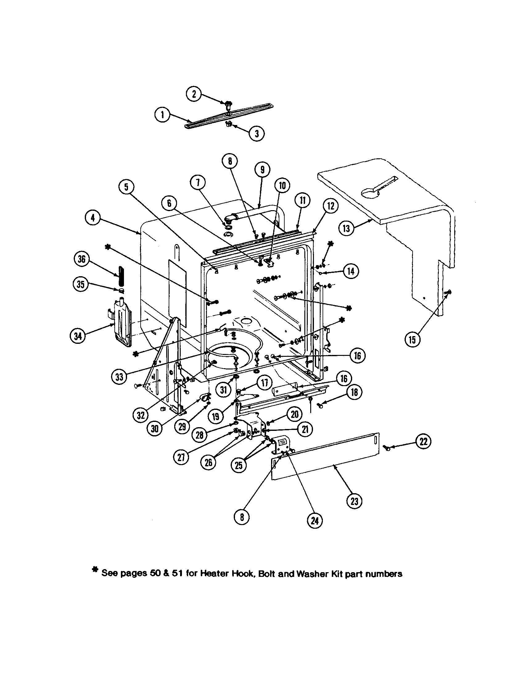 Maytag WC704 tub diagram