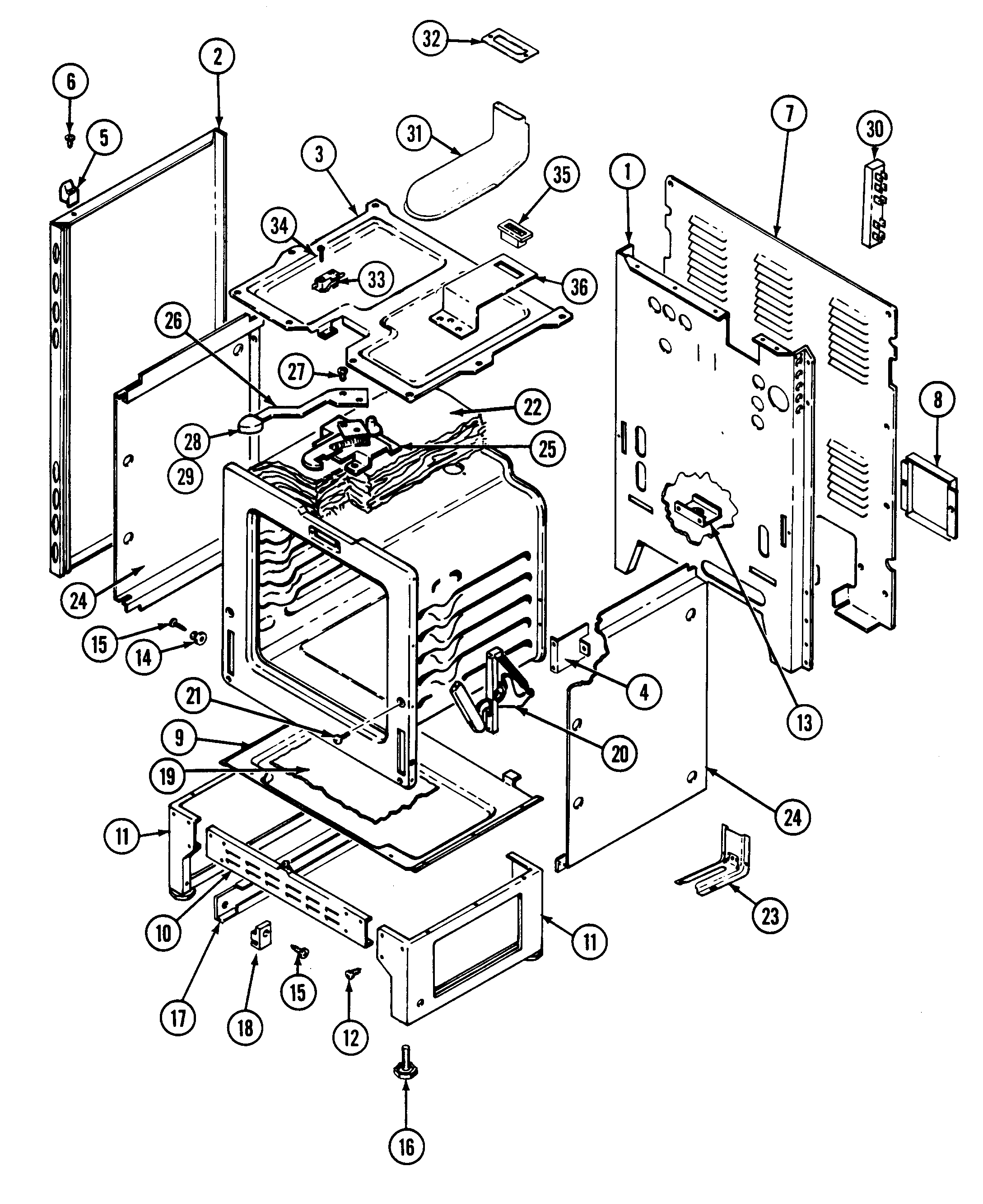 Magic Chef 3868XRW body diagram
