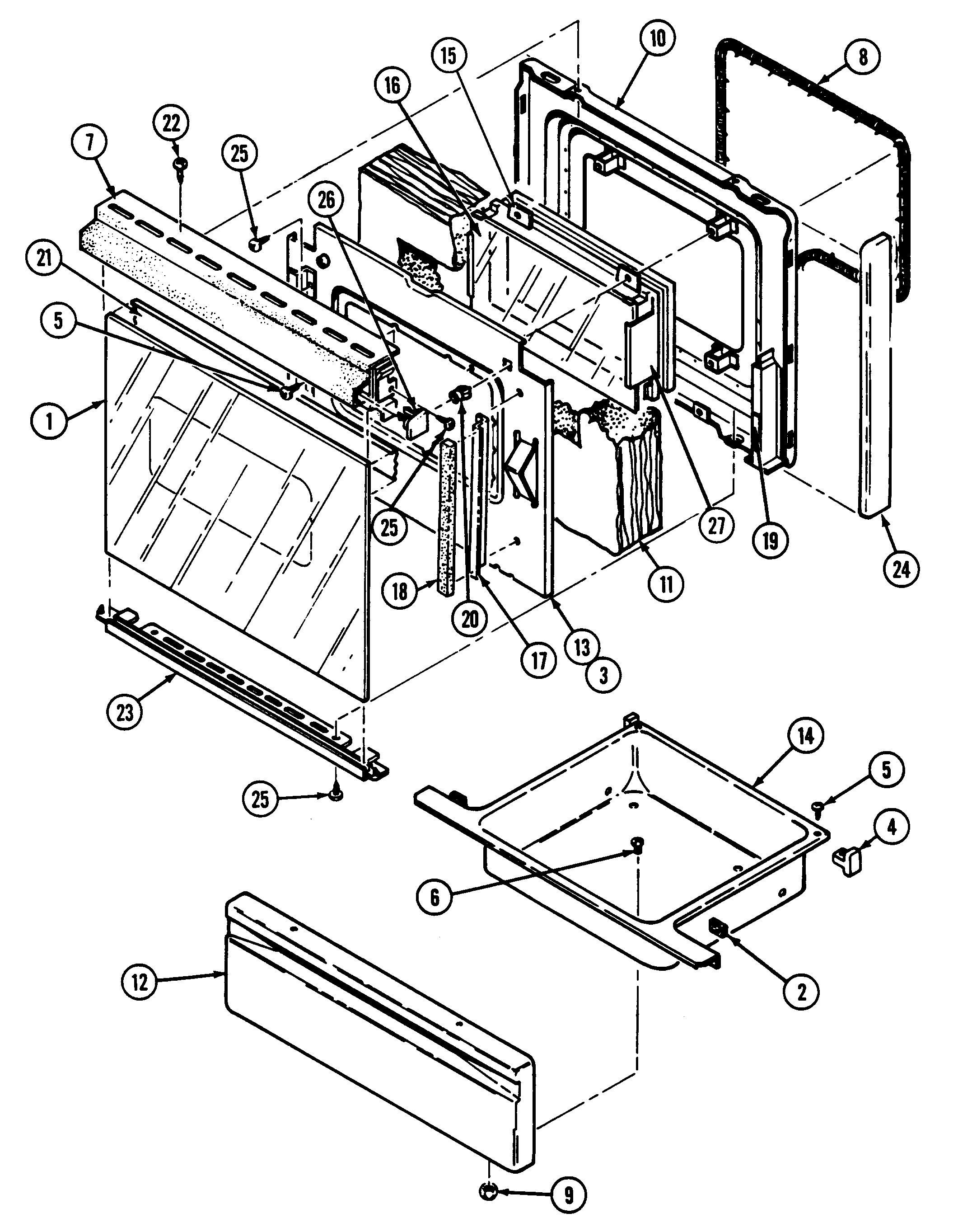 Magic Chef 3868XRW door/drawer diagram