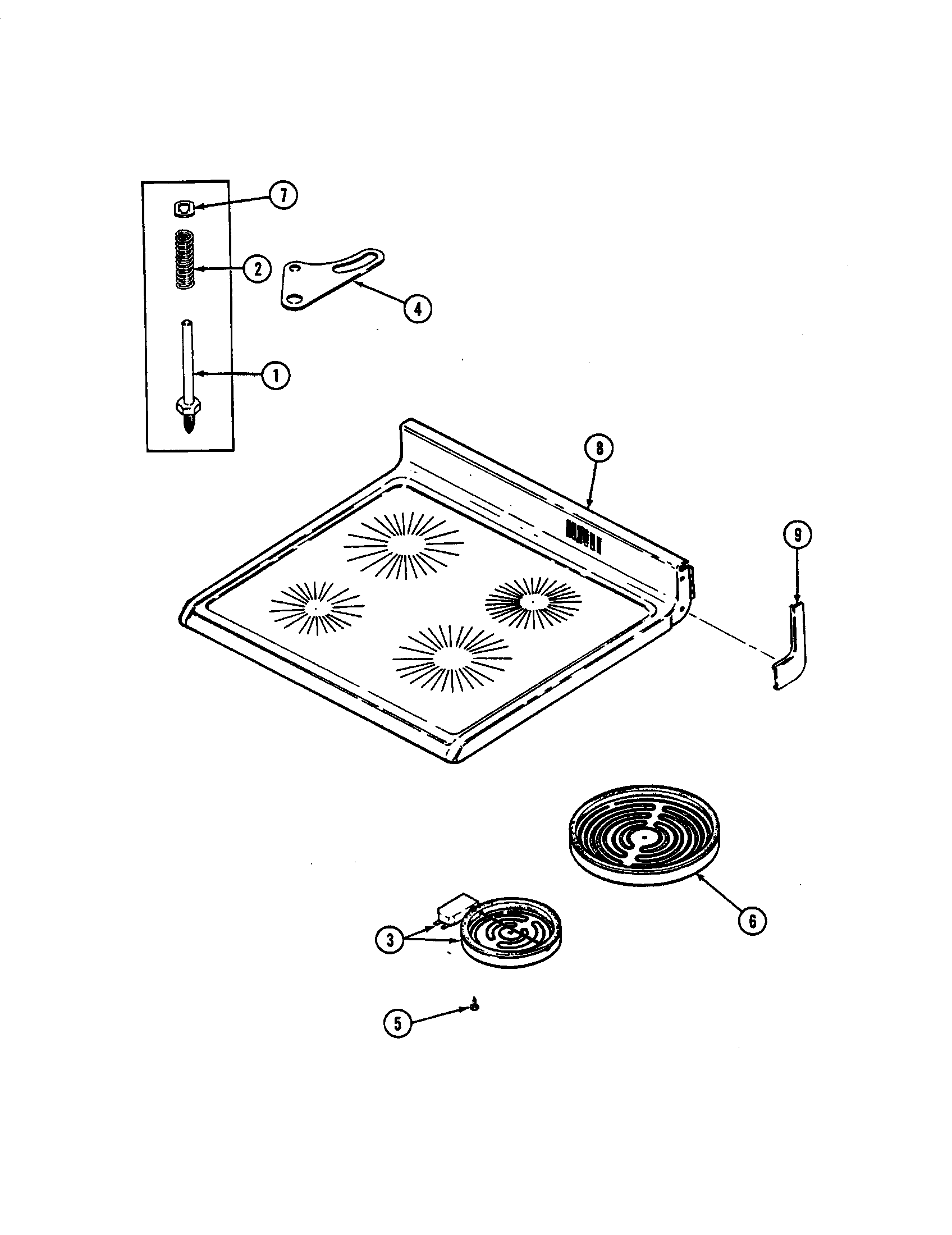 Magic Chef 3868XRA-X cooktop diagram