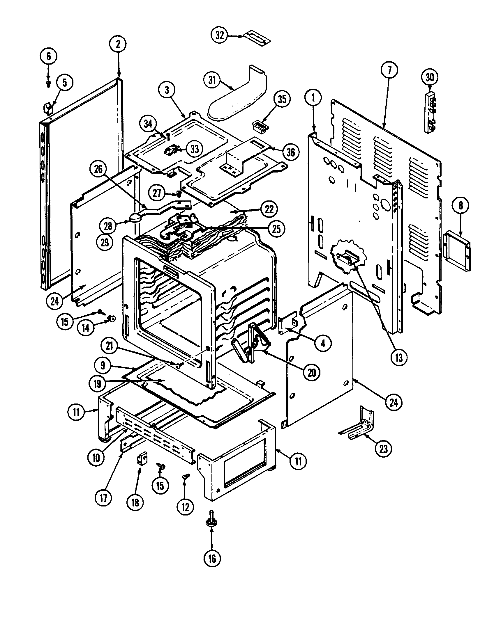Magic Chef 3868XRA-X body diagram