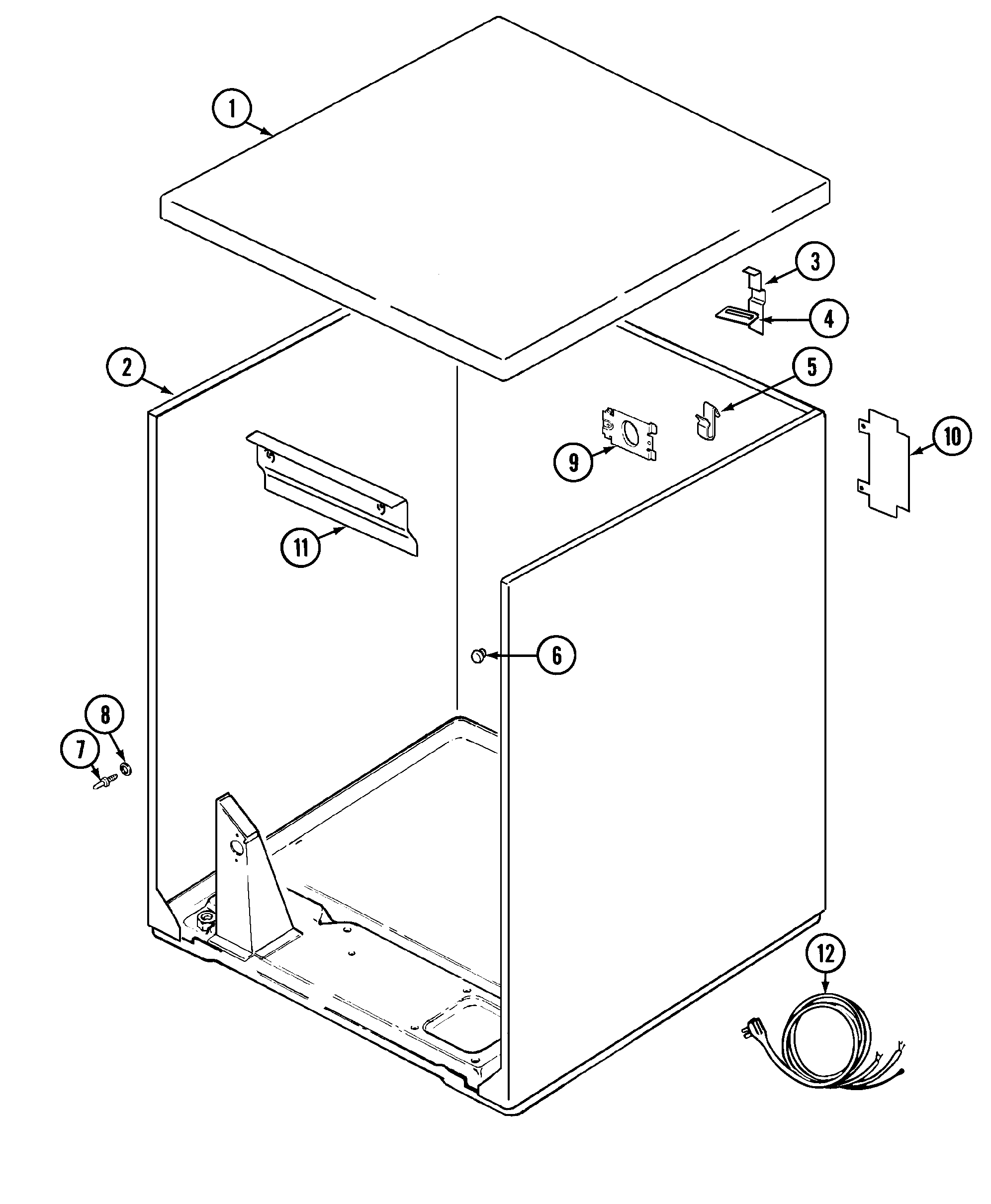 Magic Chef YE204LWC cabinet diagram