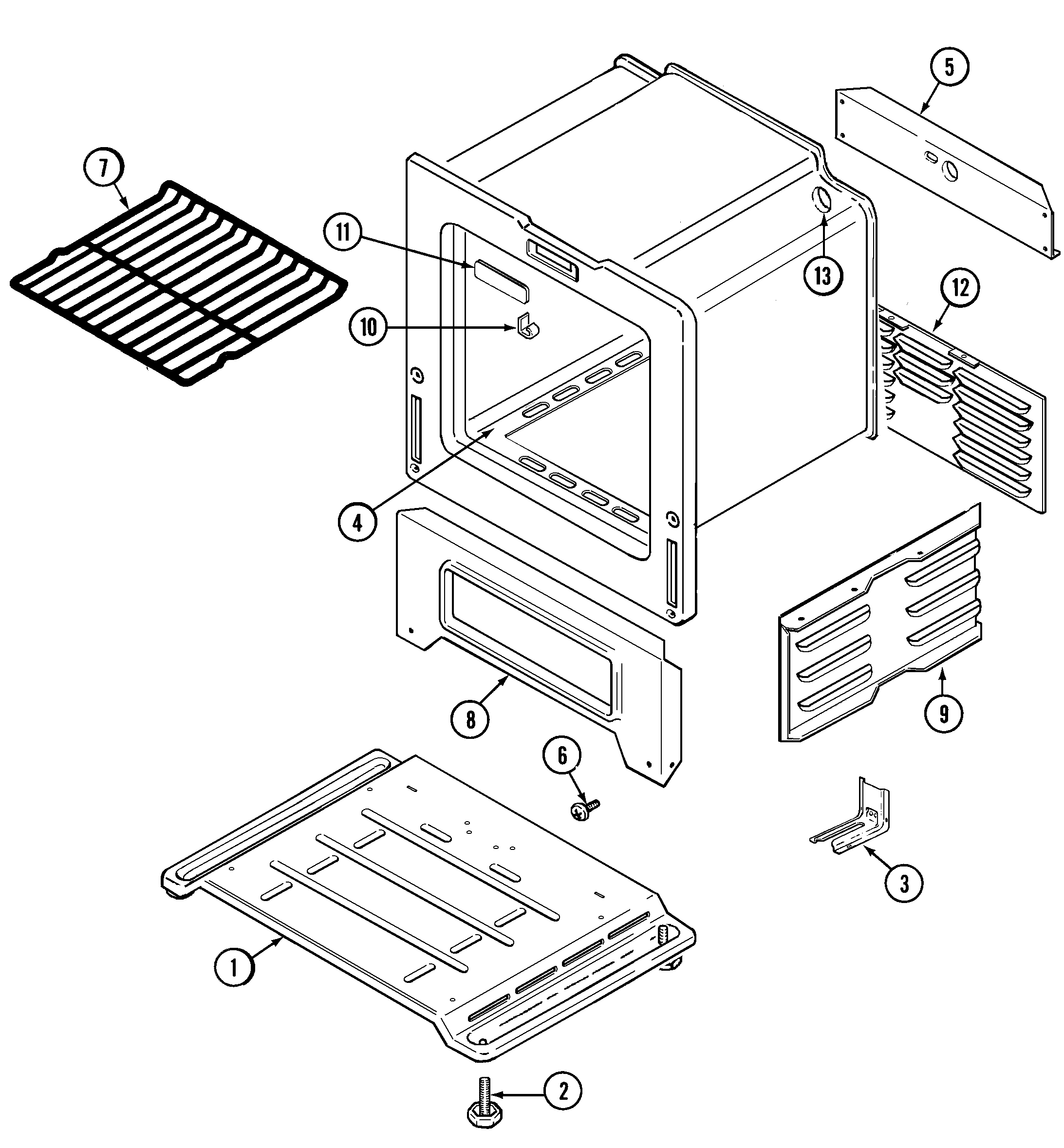 Admiral A31700PAWT oven/base diagram