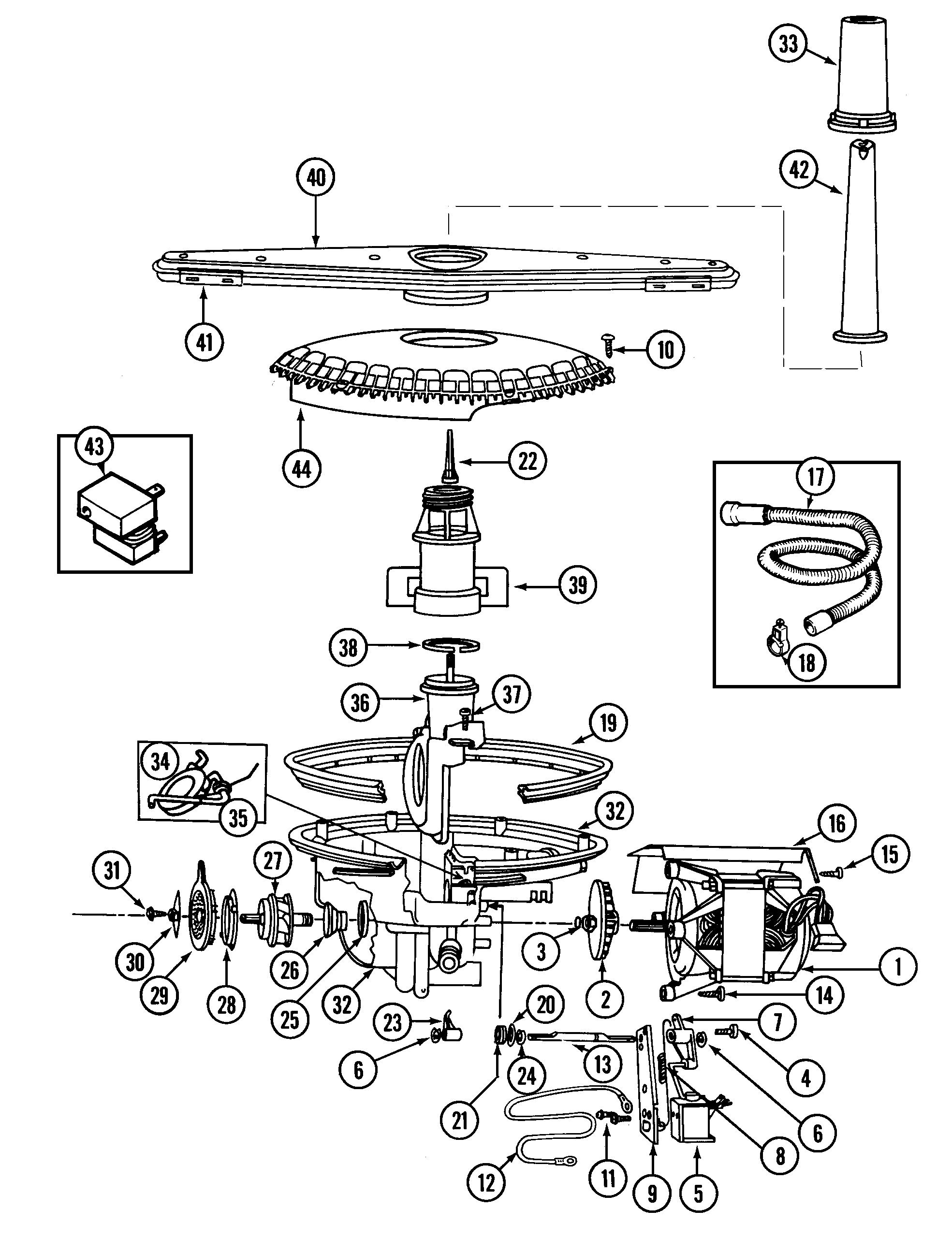 Admiral DWUA651AAB pump & motor diagram
