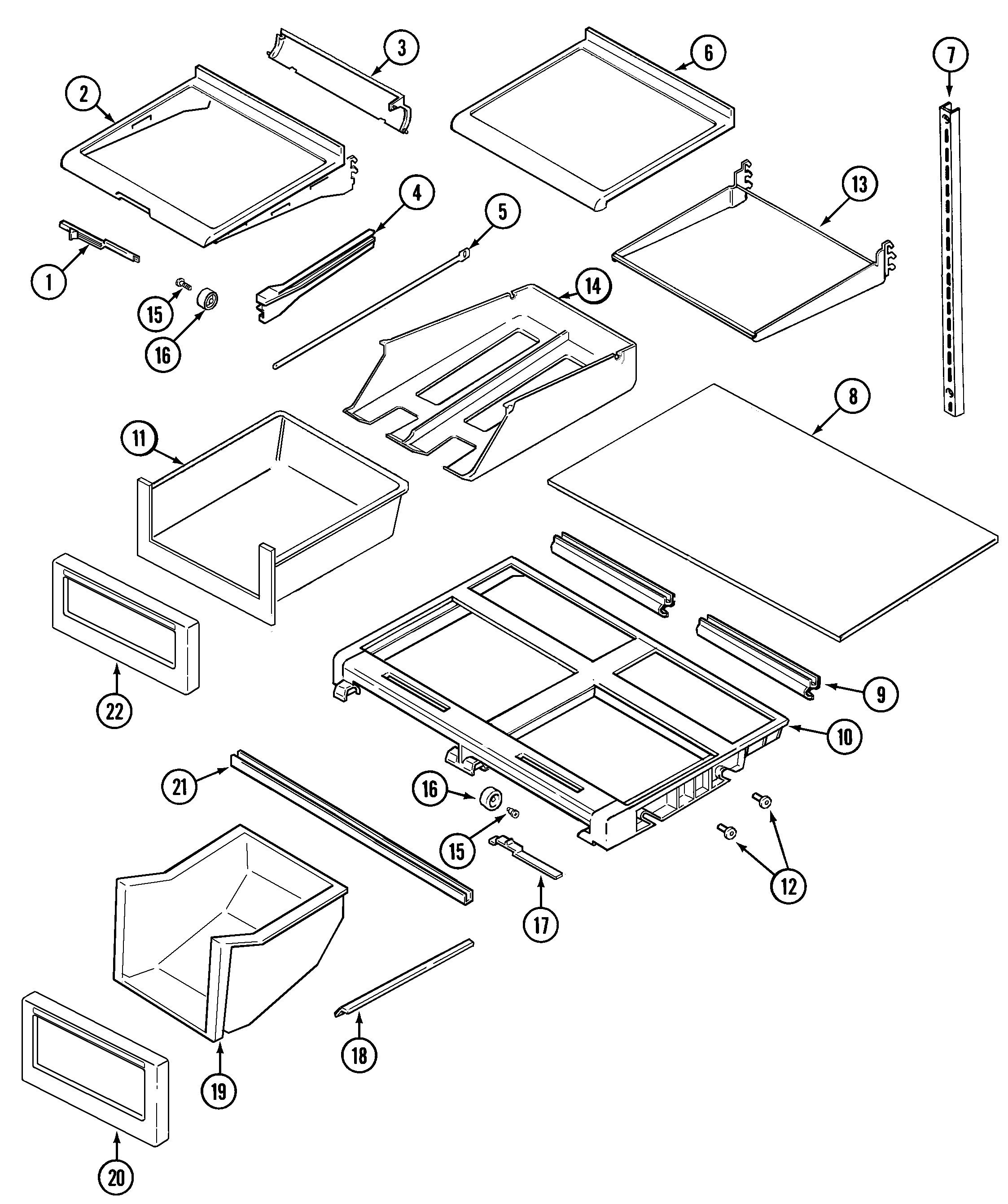 Maytag MTB1956AEW shelves & accessories diagram
