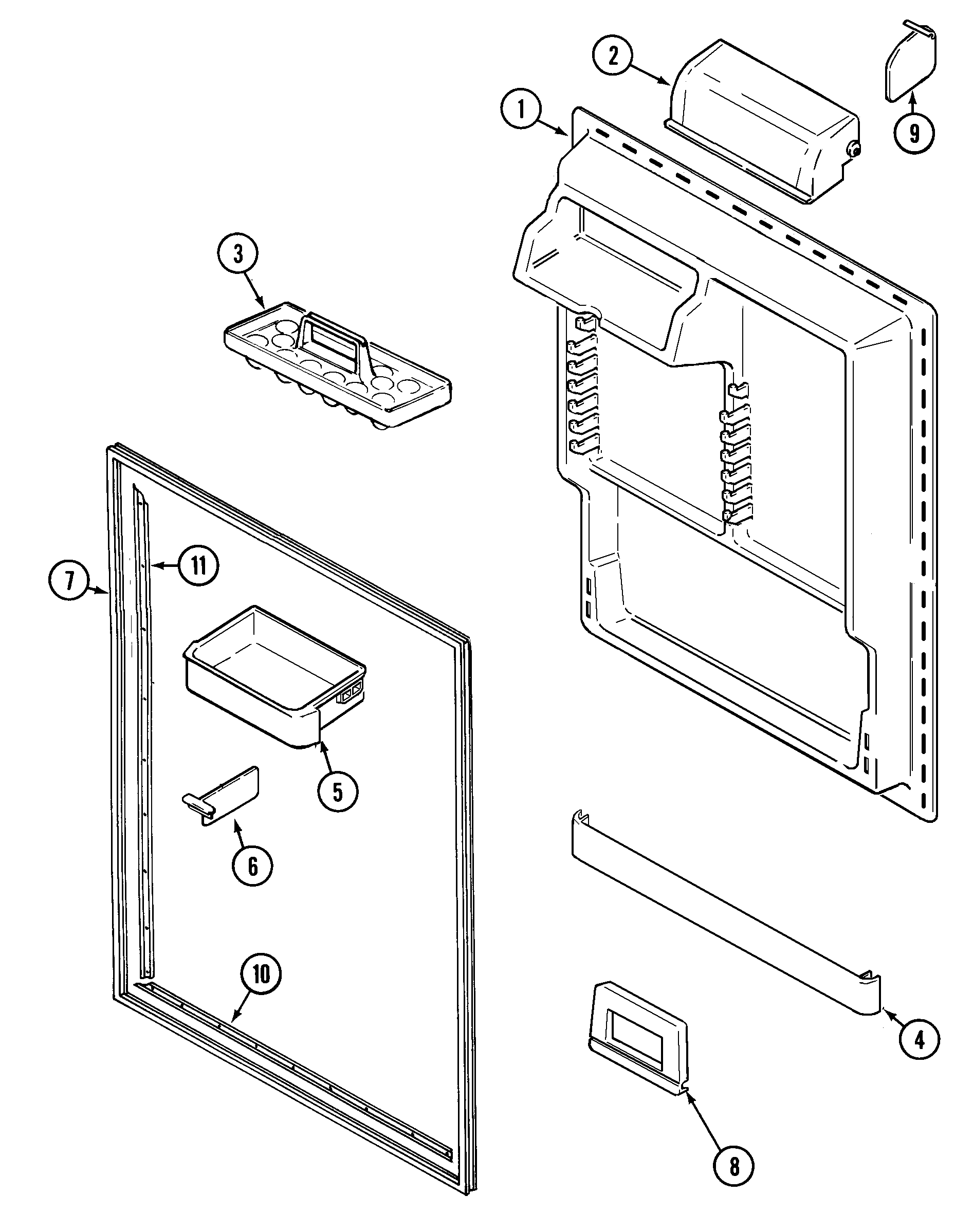 Maytag MTB1956AEW fresh food inner door diagram