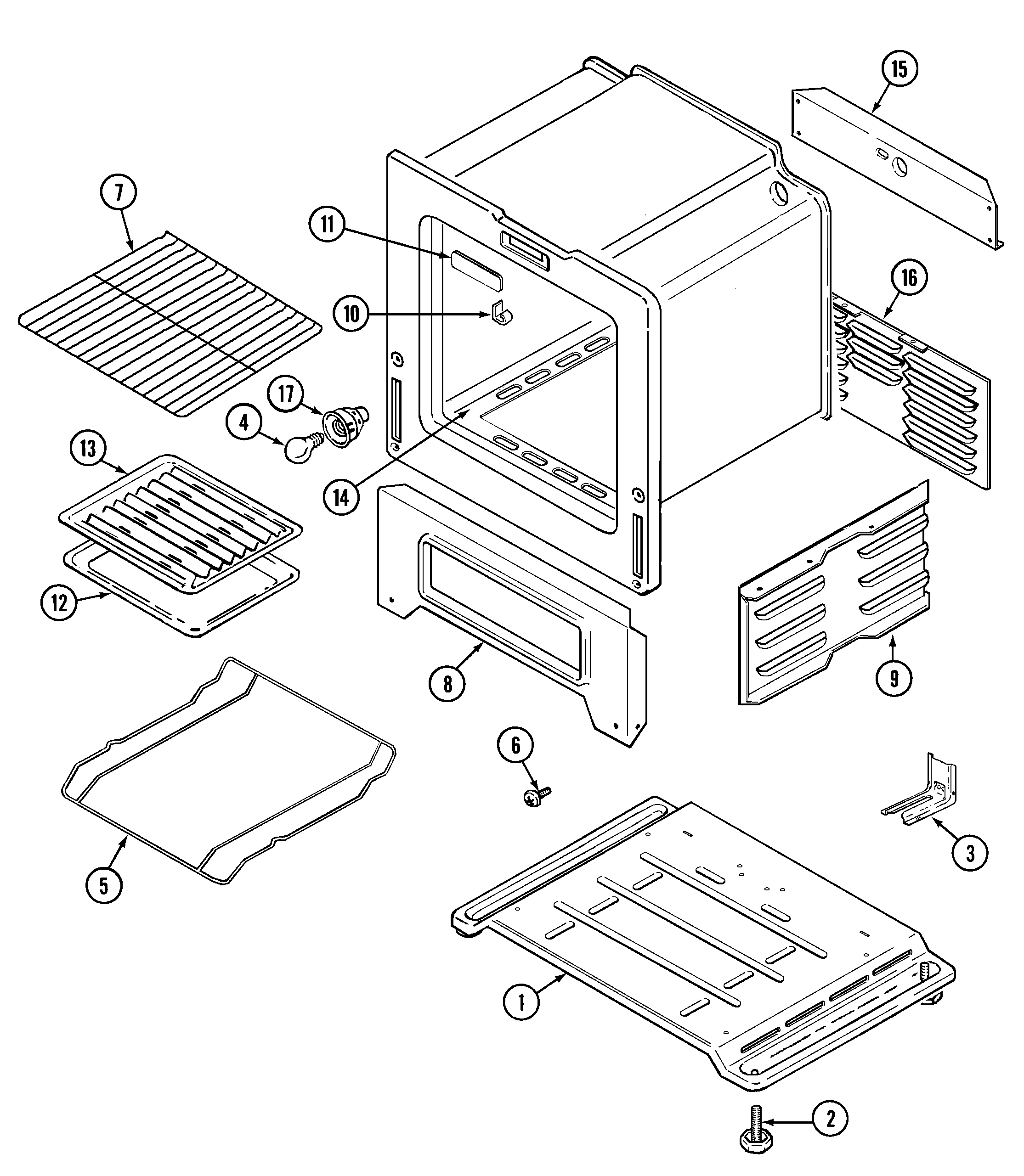 Admiral GA3171SXAW oven/base diagram