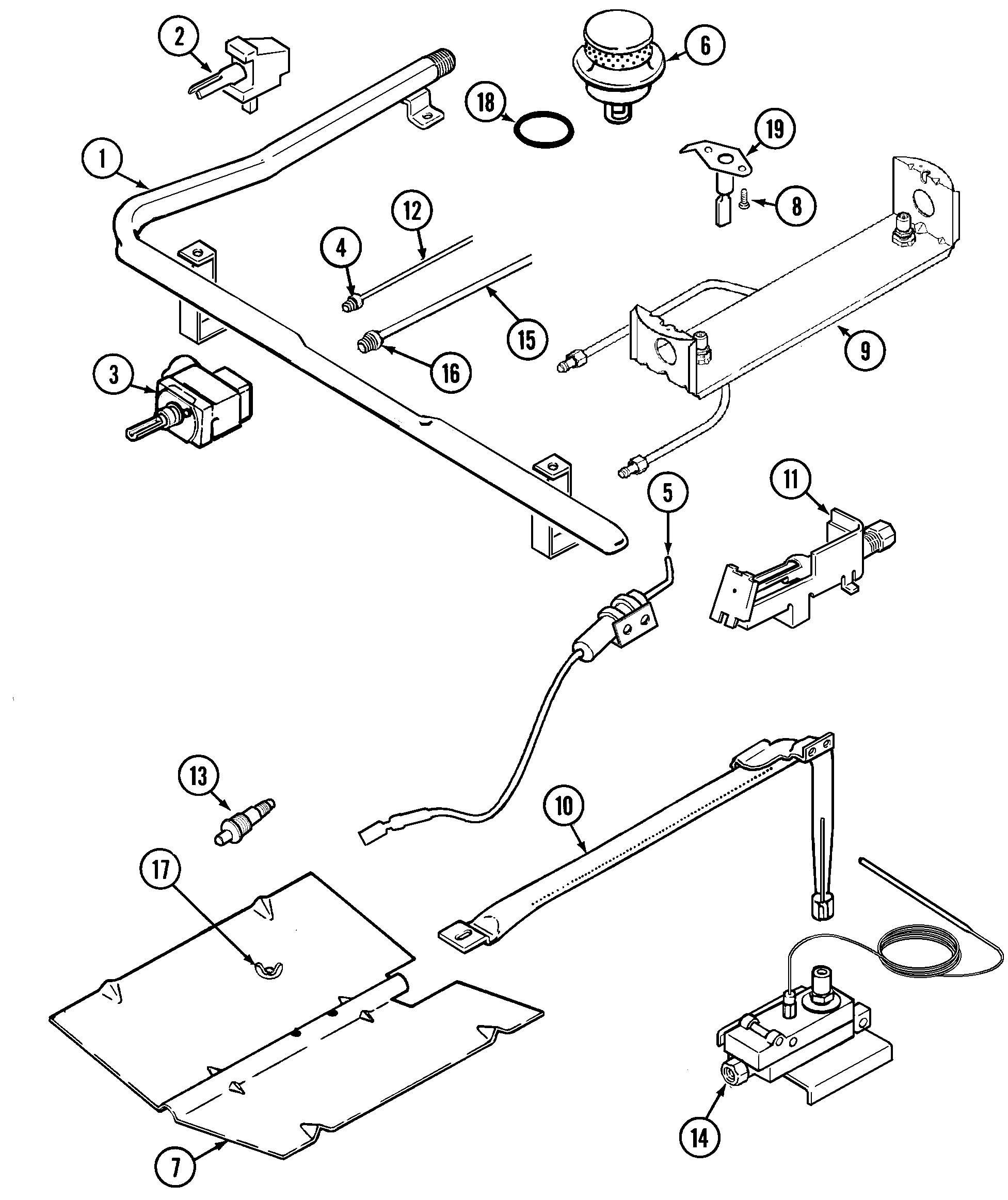 Admiral GA3171SXAW gas controls diagram