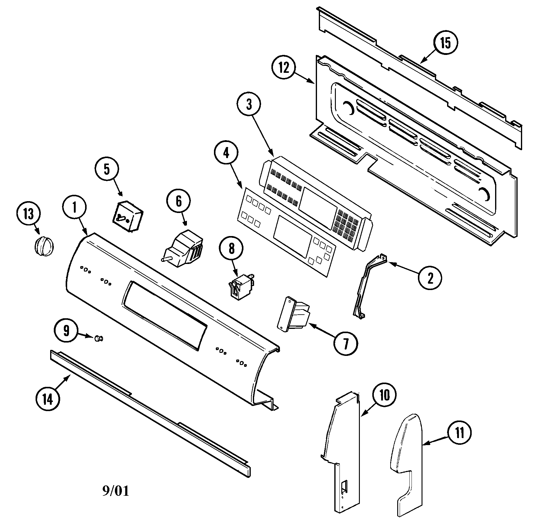 Maytag MER6870ACQ control panel diagram