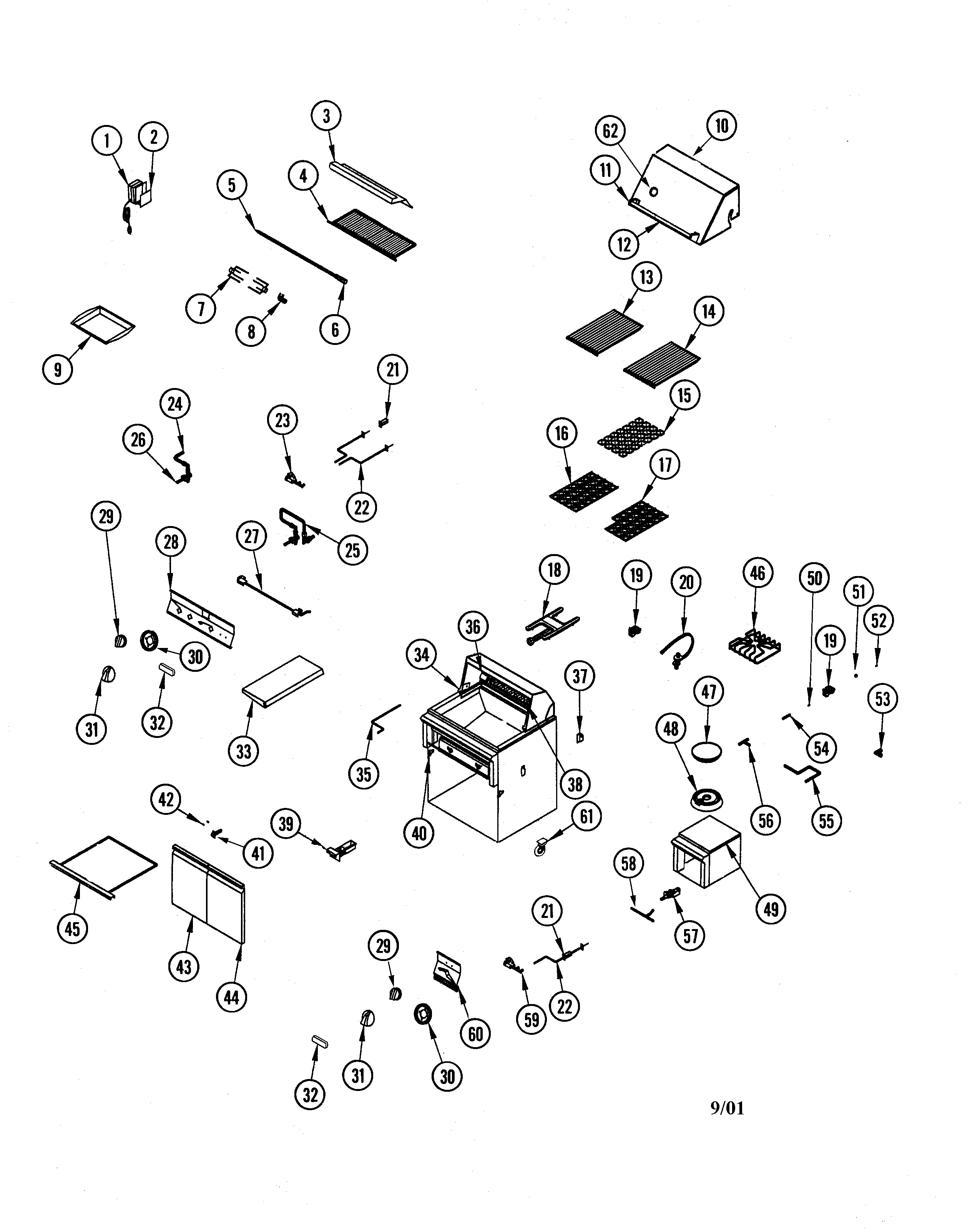 Jenn-Air JBQ42FL body diagram