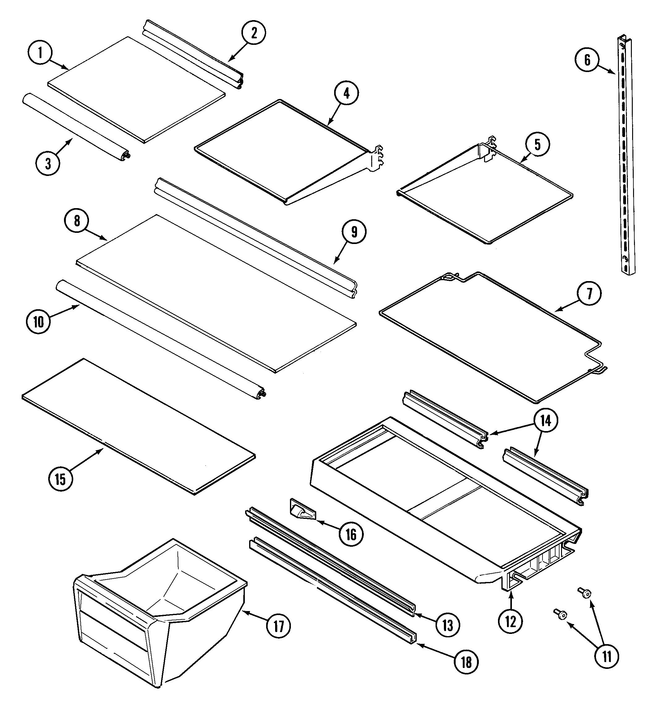 Maytag MTB1553ARA shelves & accessories diagram