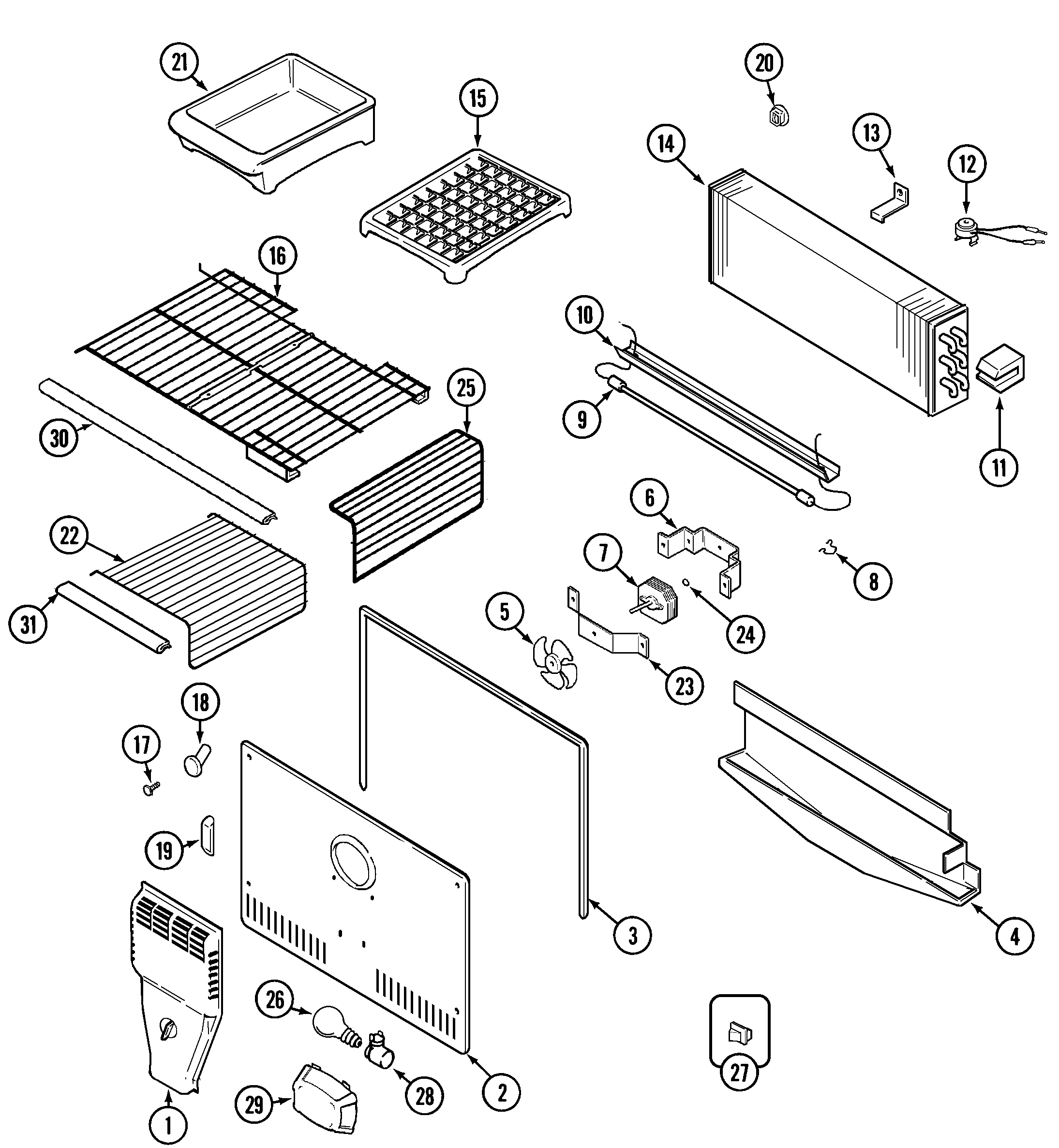 Maytag MTB2455ARW freezer compartment diagram
