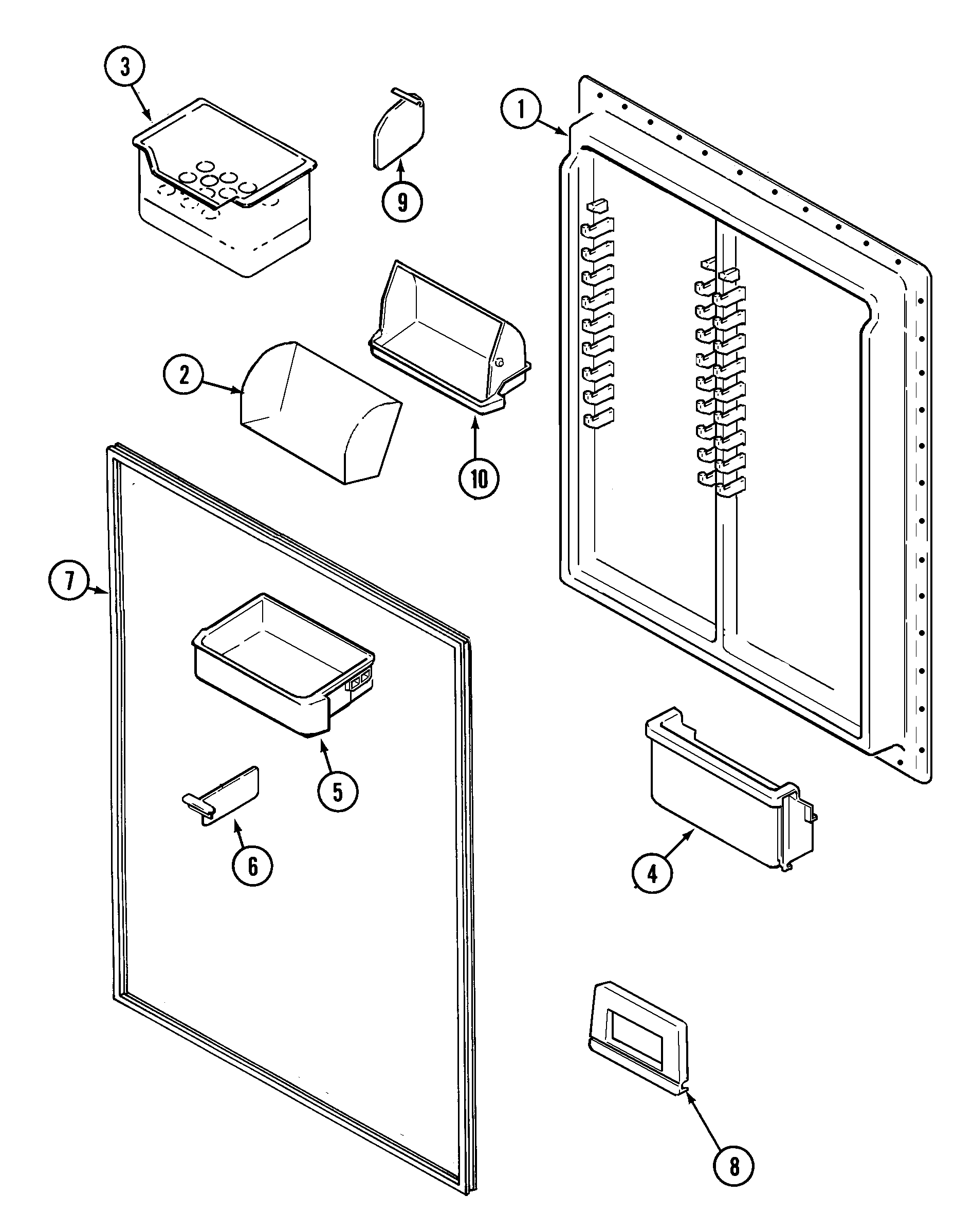 Maytag MTB2455ARW fresh food inner door diagram