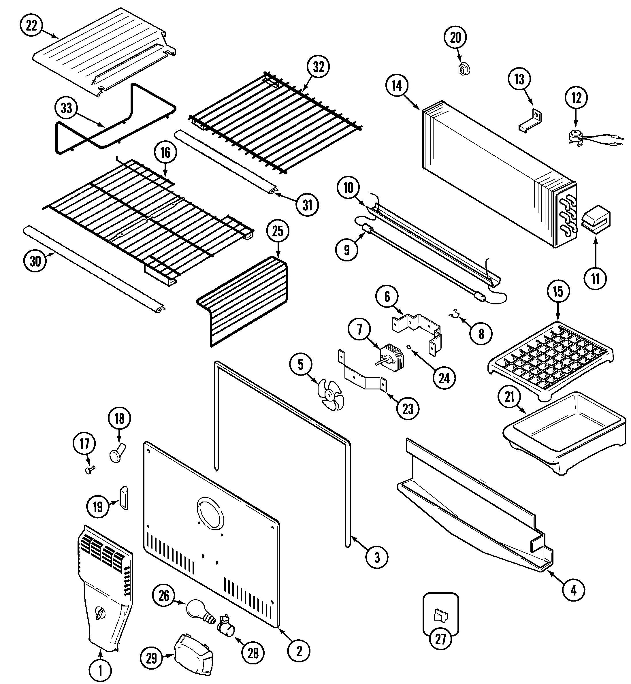 Maytag MTB2446AEA freezer compartment diagram