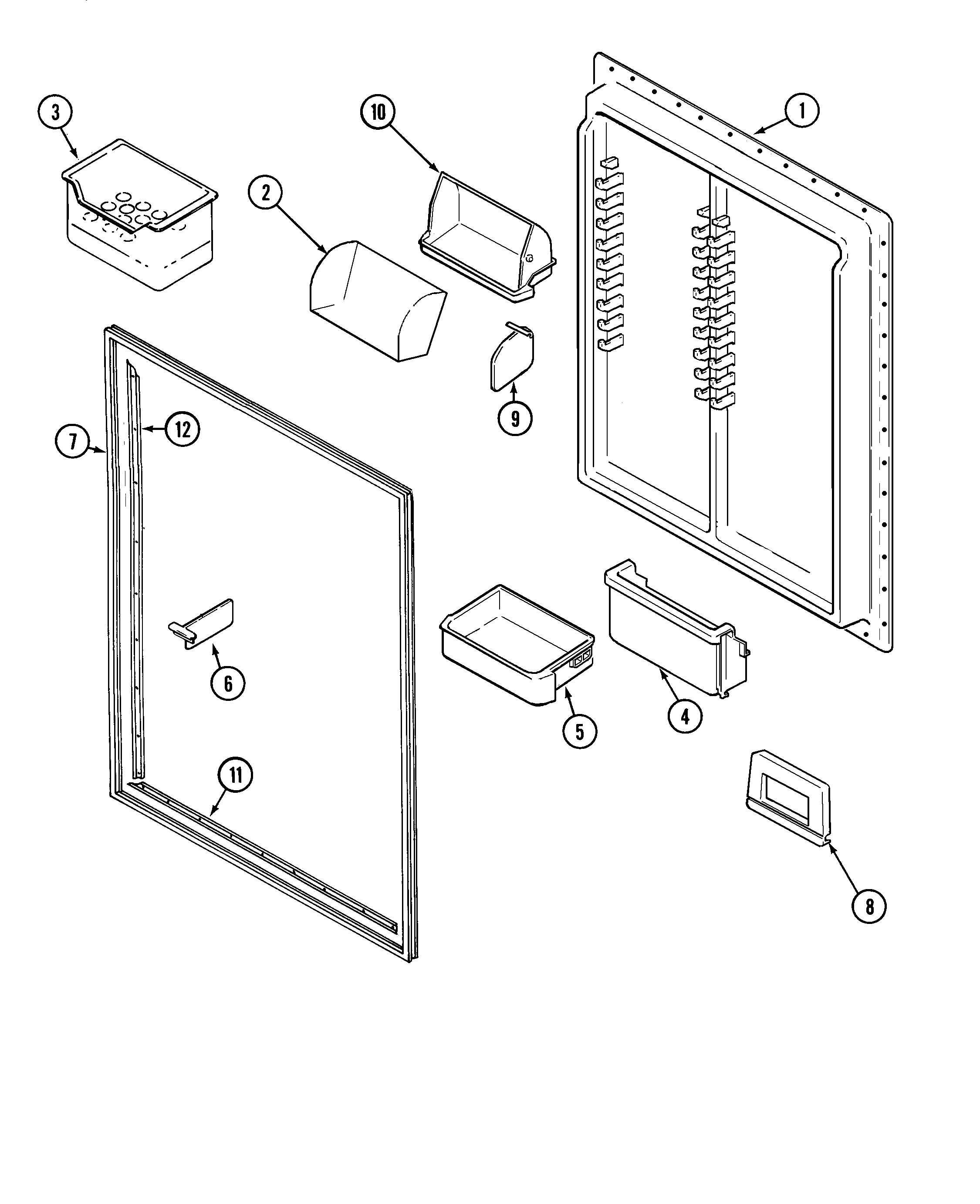 Maytag MTB2446AEA fresh food inner door diagram