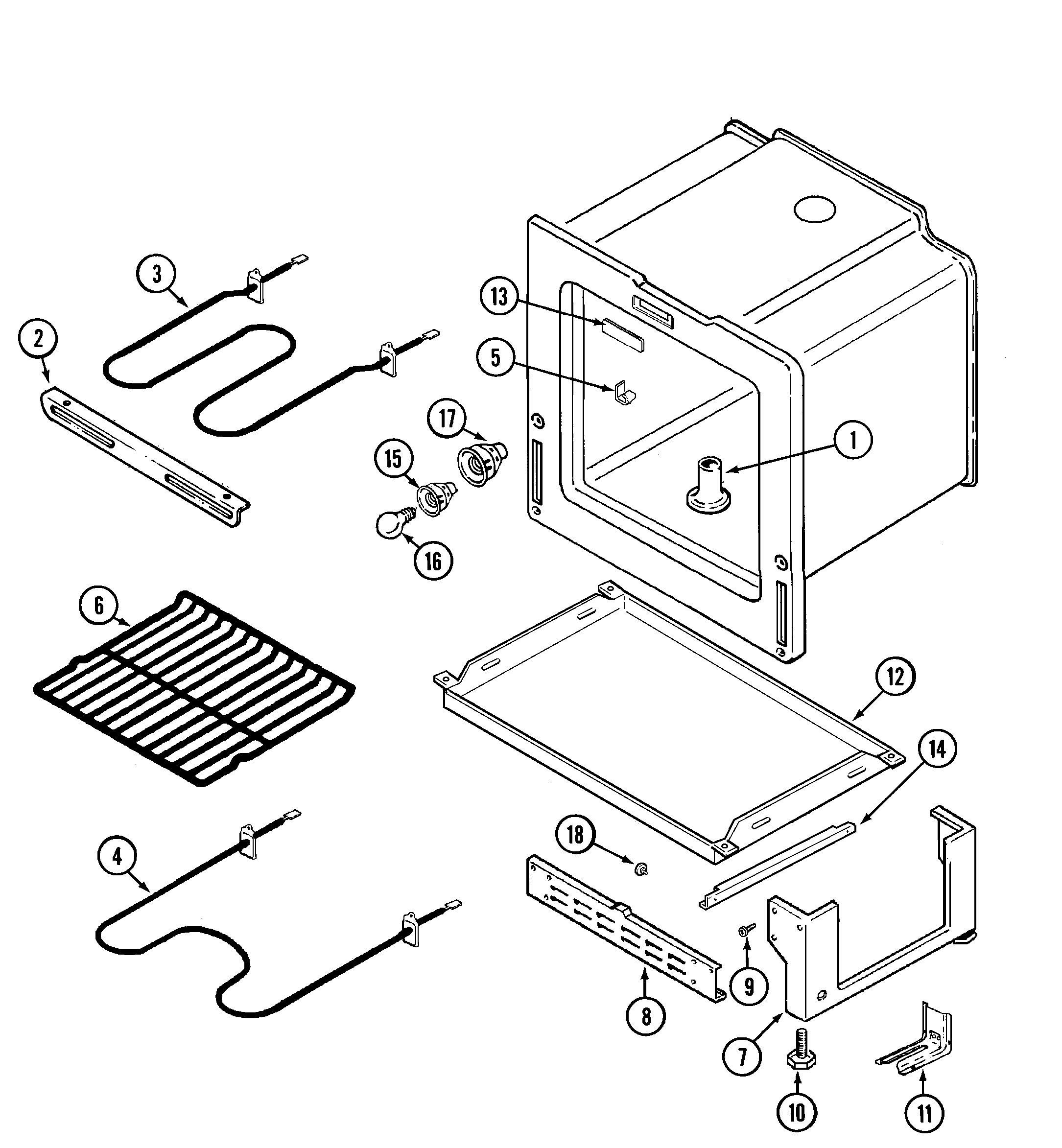 Admiral AER1350AAT oven/base diagram