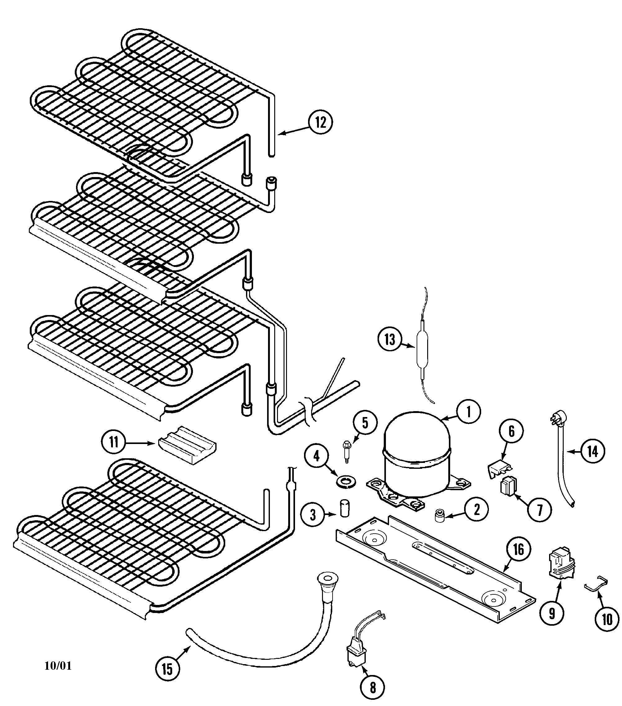 Maytag CFU2036ARW unit compartment & system diagram