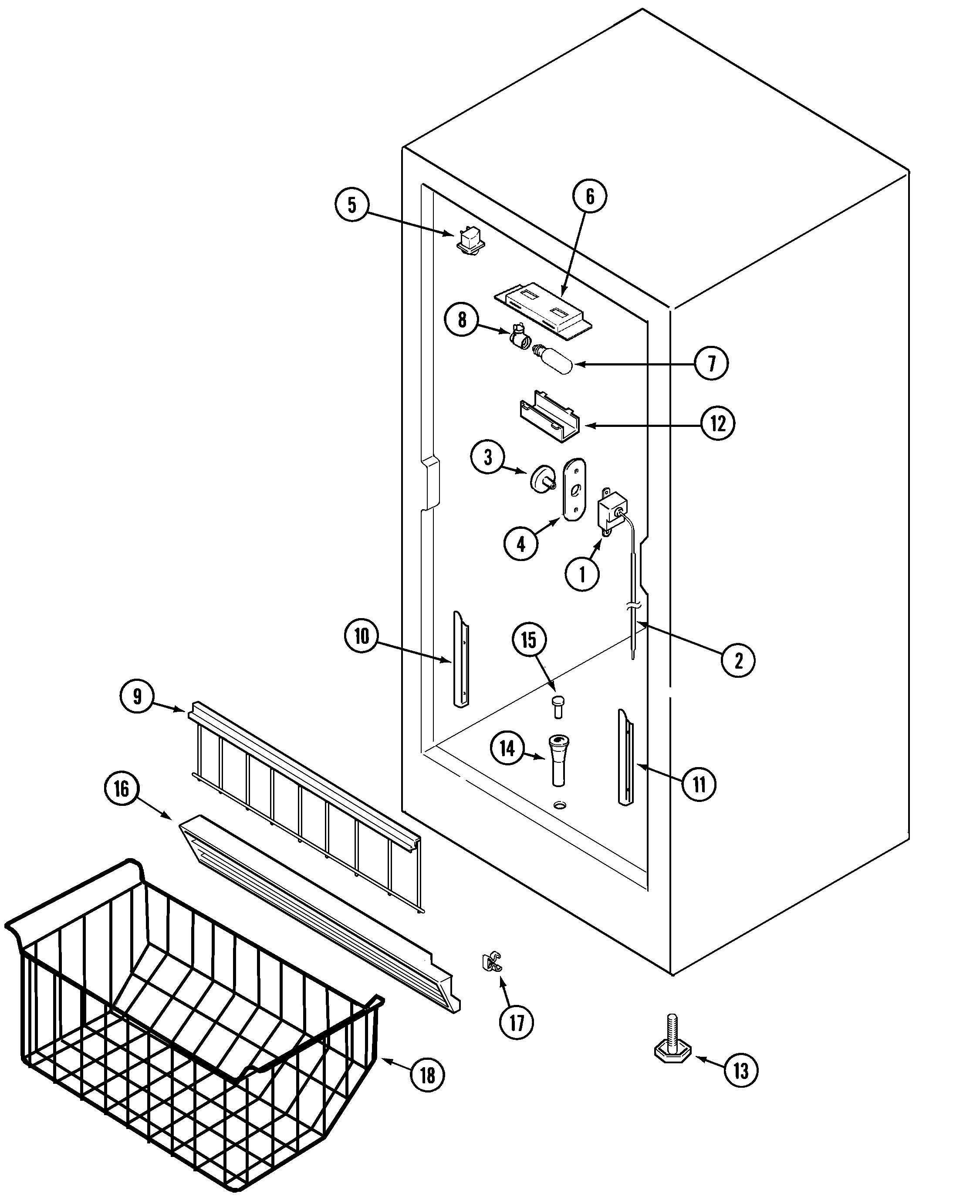 Maytag CFU2036ARW freezer compartment diagram