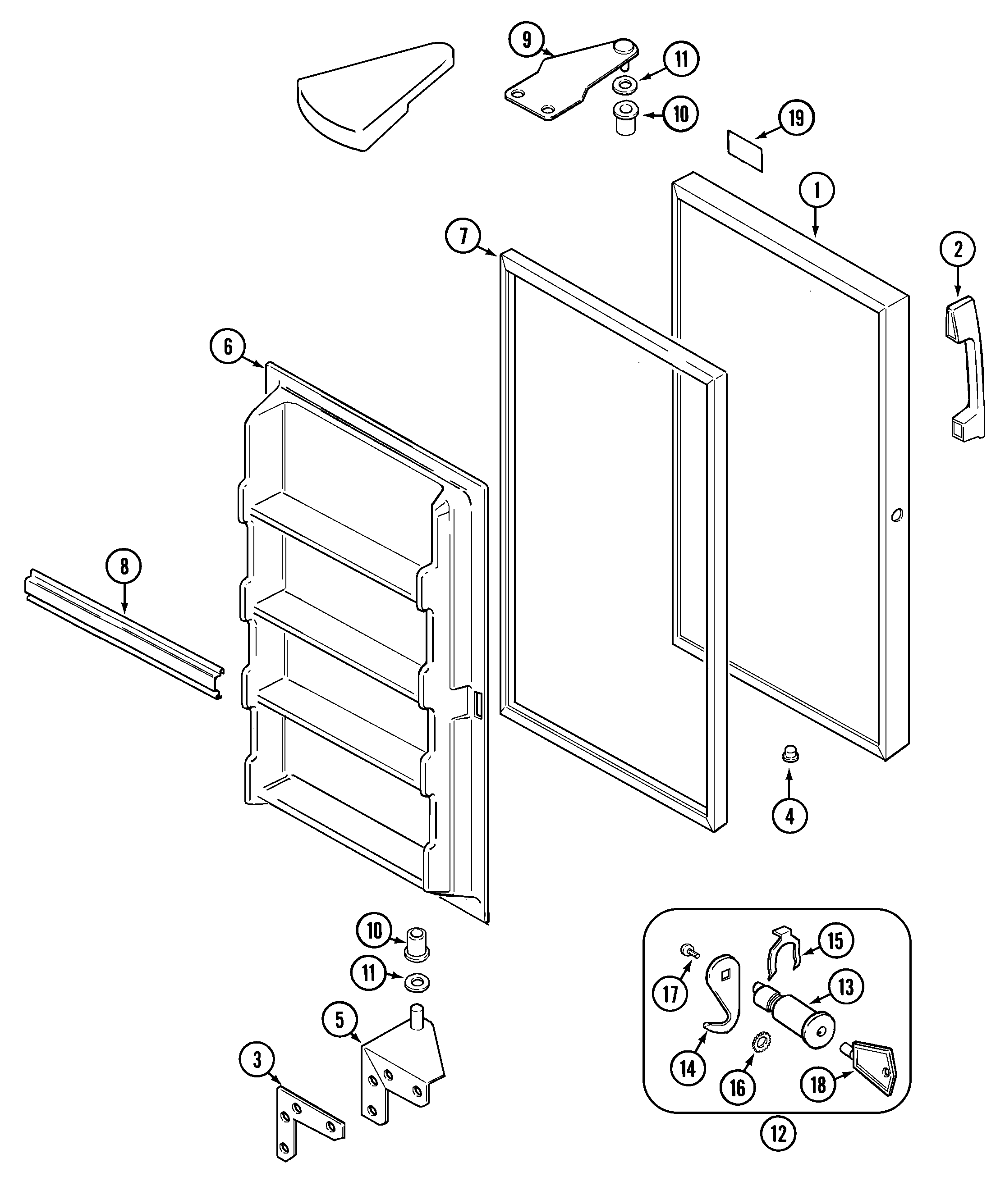 Maytag CFU2036ARW door diagram