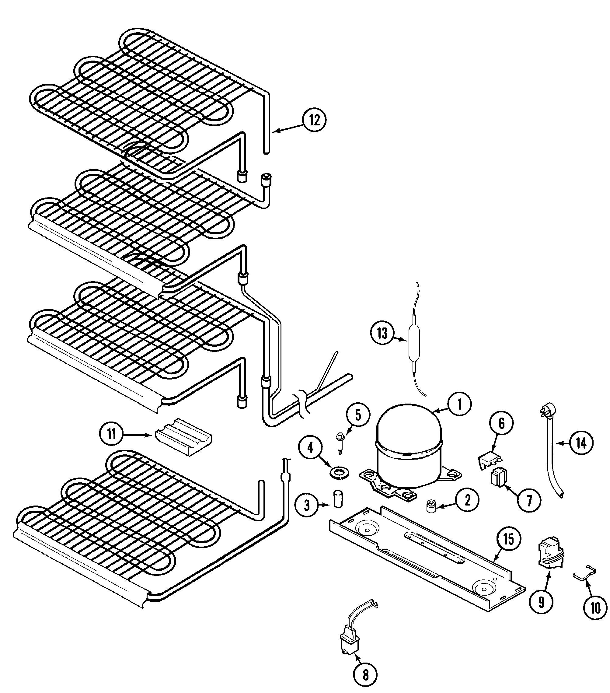 Maytag CFU1535GRW unit compartment & system diagram